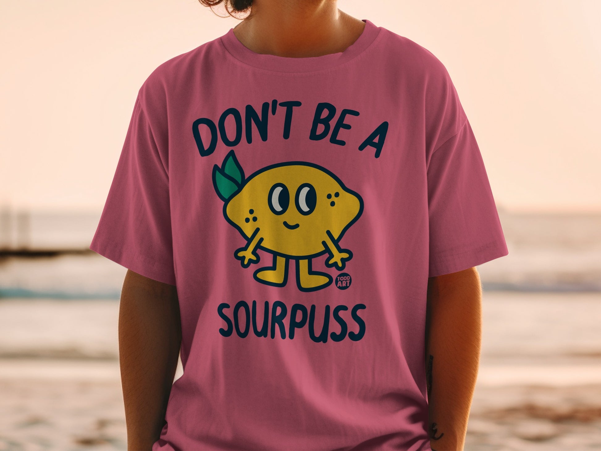 Pink DON'T BE A SOURPUSS Lemon Cartoon Design product type