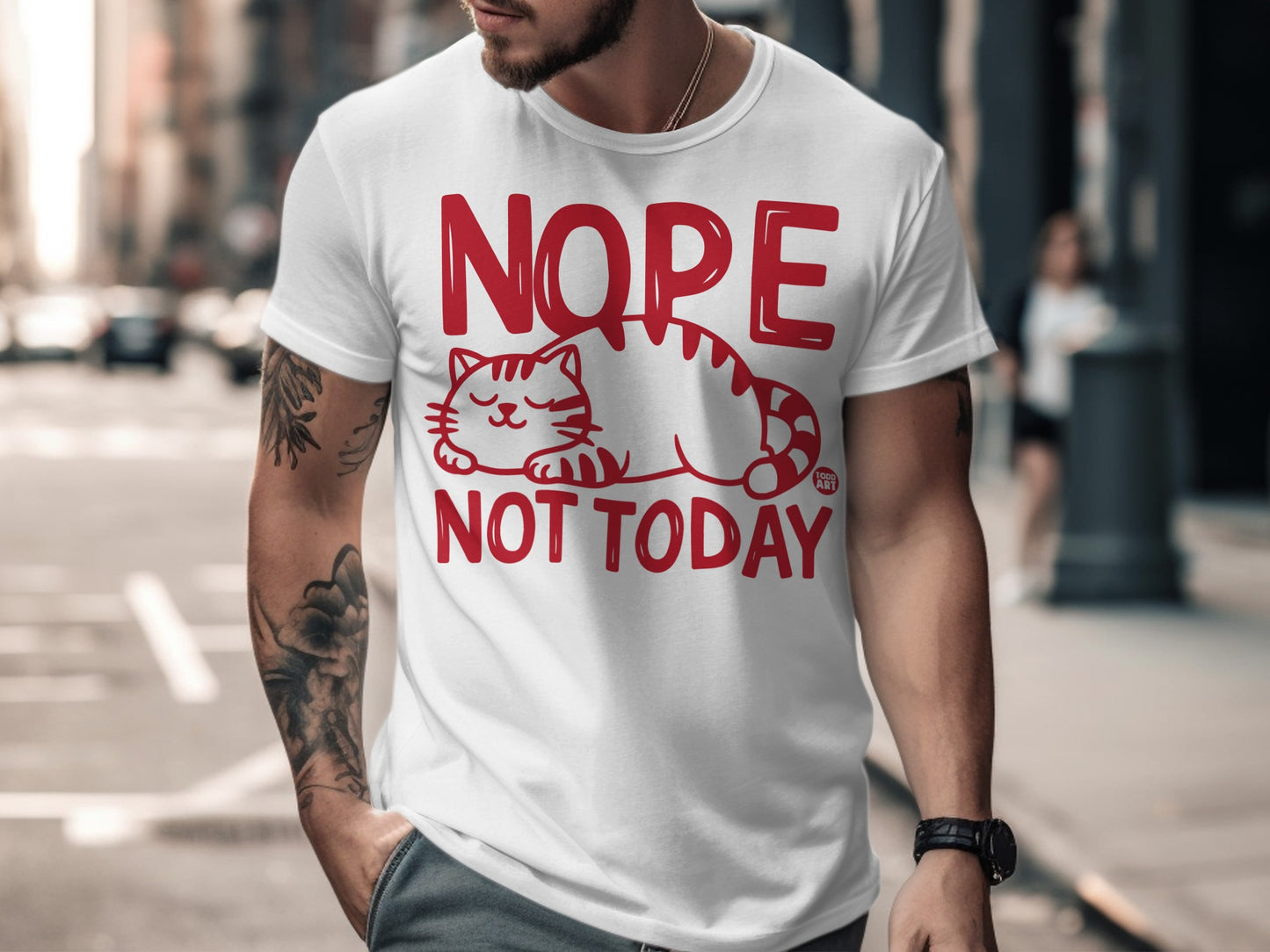 Nope Not Today Cute Cat Graphic T-Shirt
