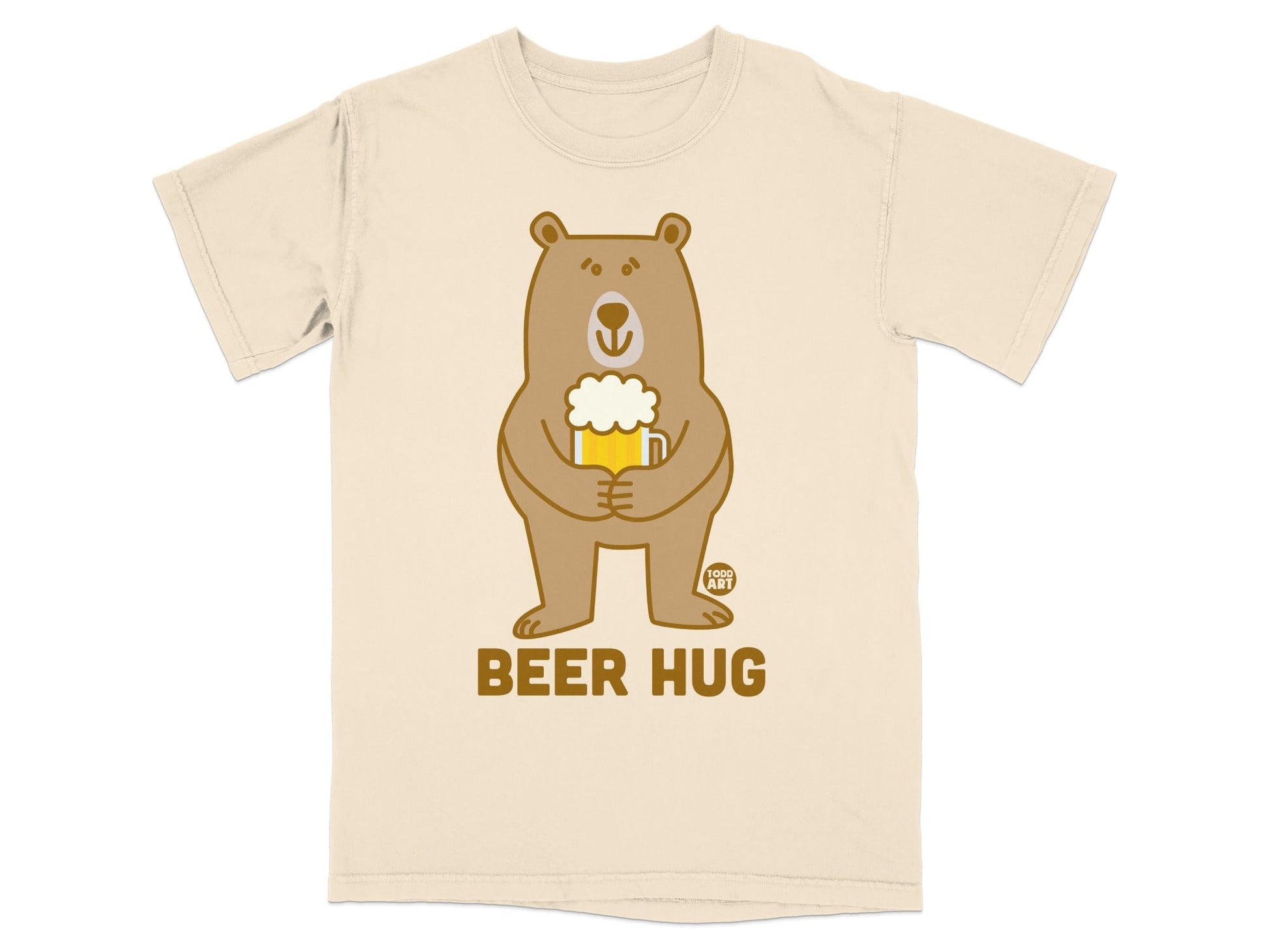 Bear Holding Beer Hug Graphic T-Shirt Design