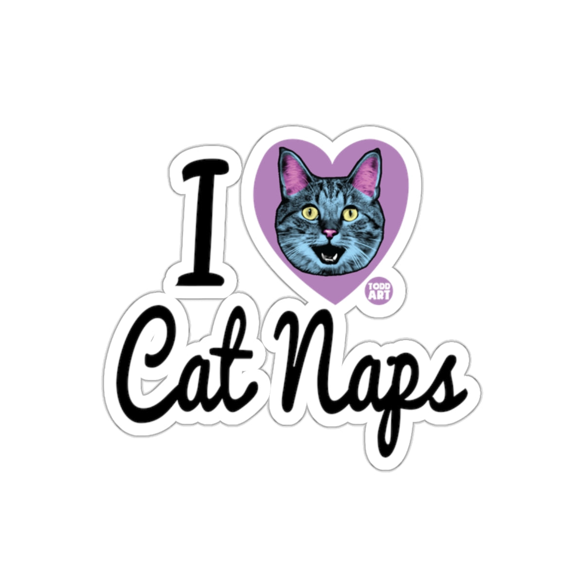 I Love Cat Naps Sticker Fun Cat Illustration Design