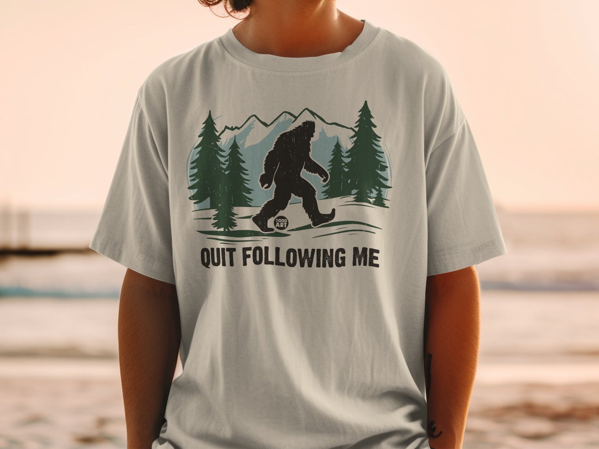 Bigfoot Quit Following Me Graphic T-Shirt for Fun Look