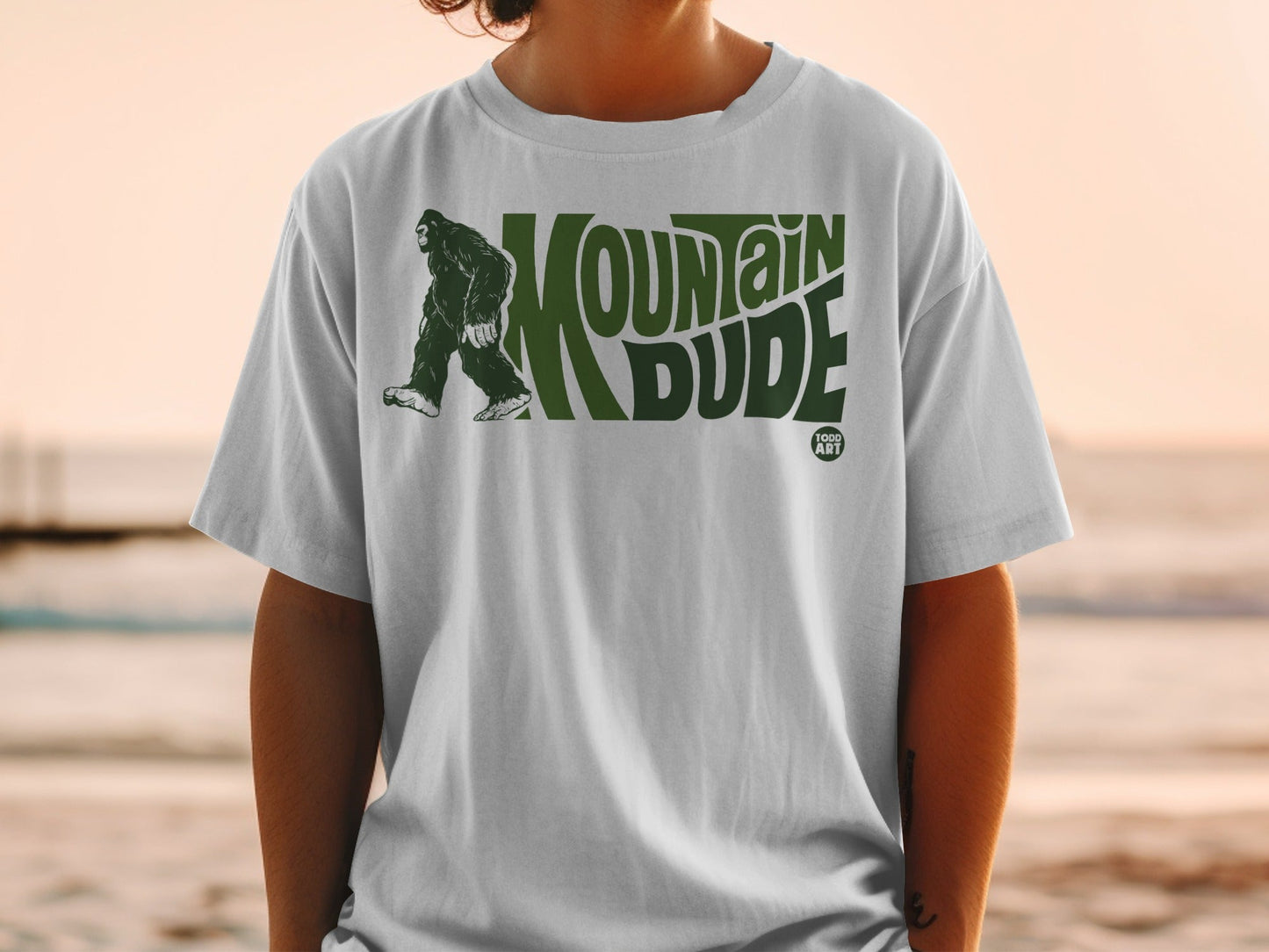Mountain Dude Graphic Bigfoot T-Shirt for Outdoor Enthusiasts