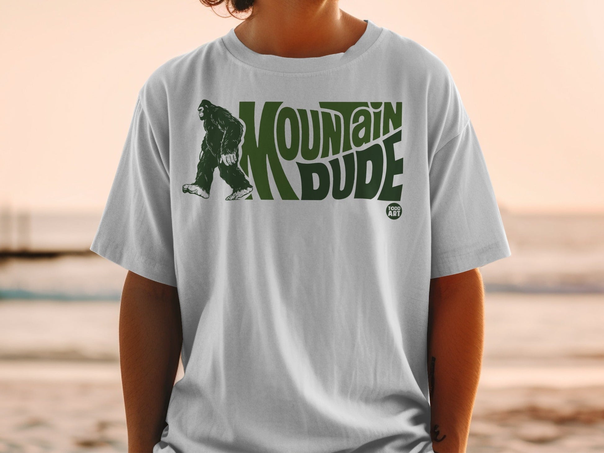 Mountain Dude Graphic Bigfoot T-Shirt for Outdoor Enthusiasts