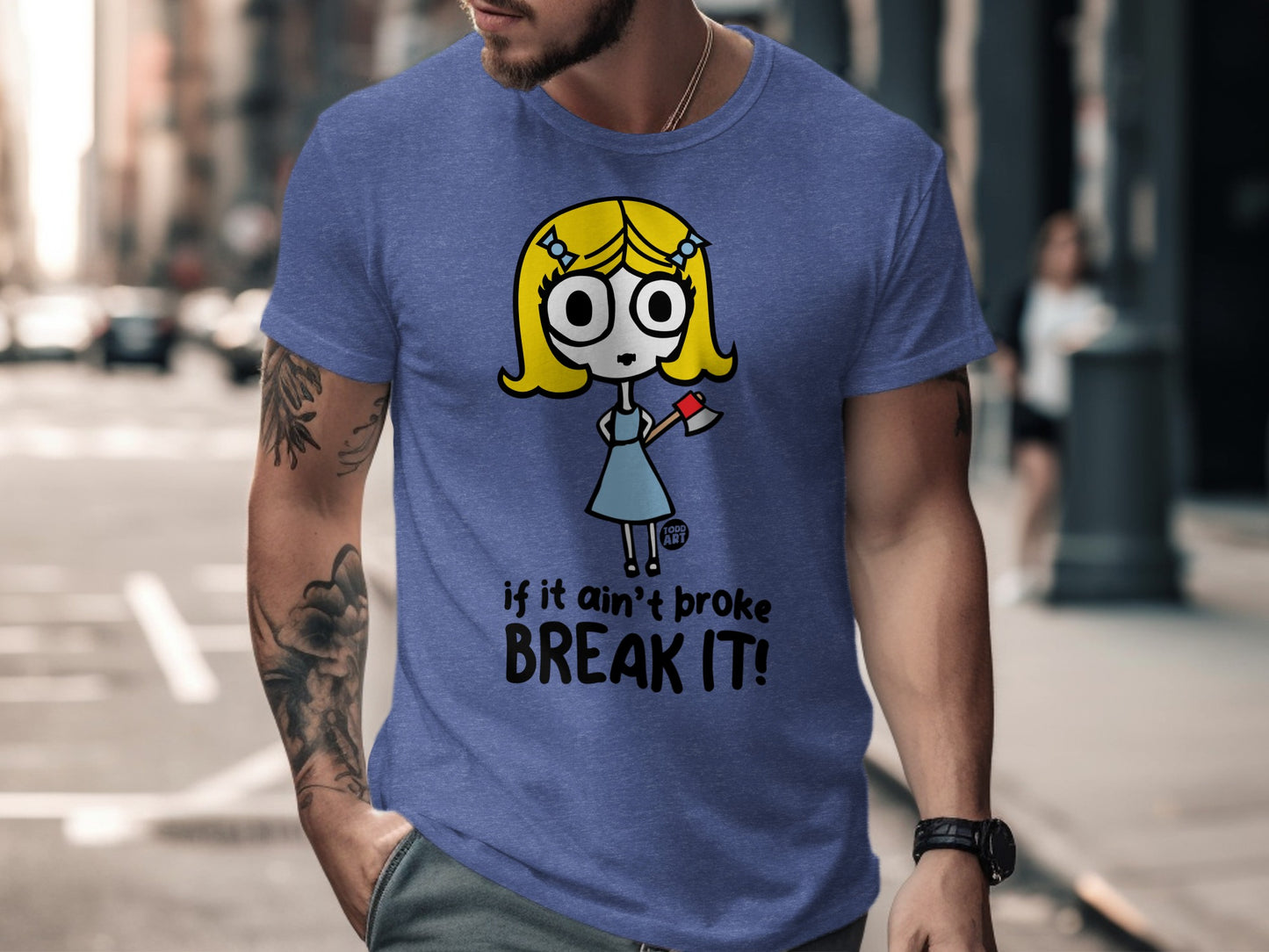 Funny Cartoon Character with Axe Humor T-shirt