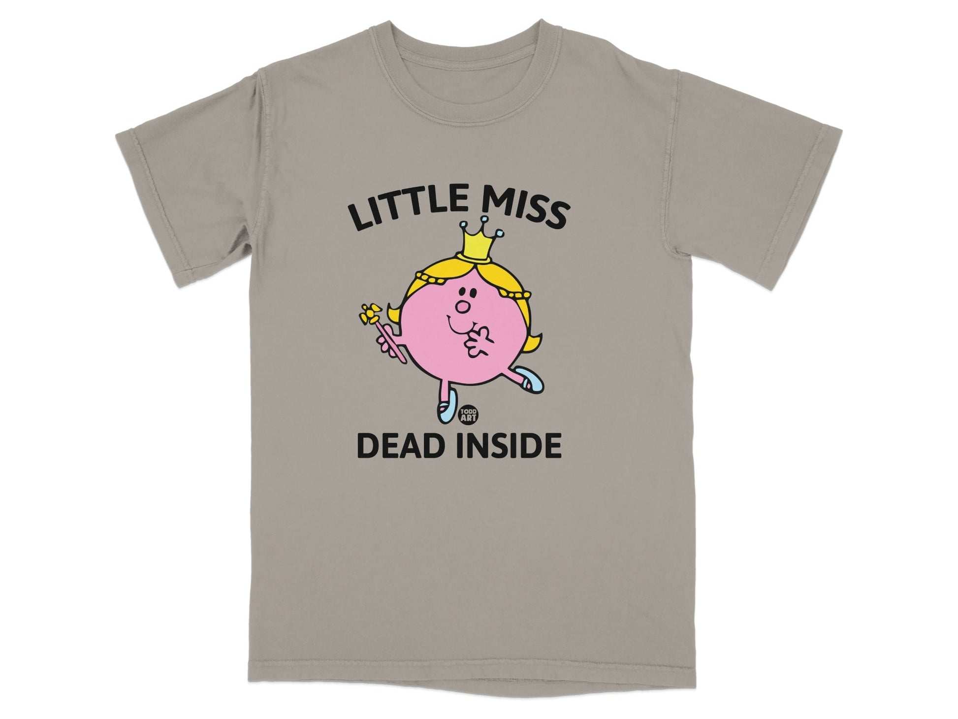 Little Miss Dead Inside graphic tee with crown and wand.