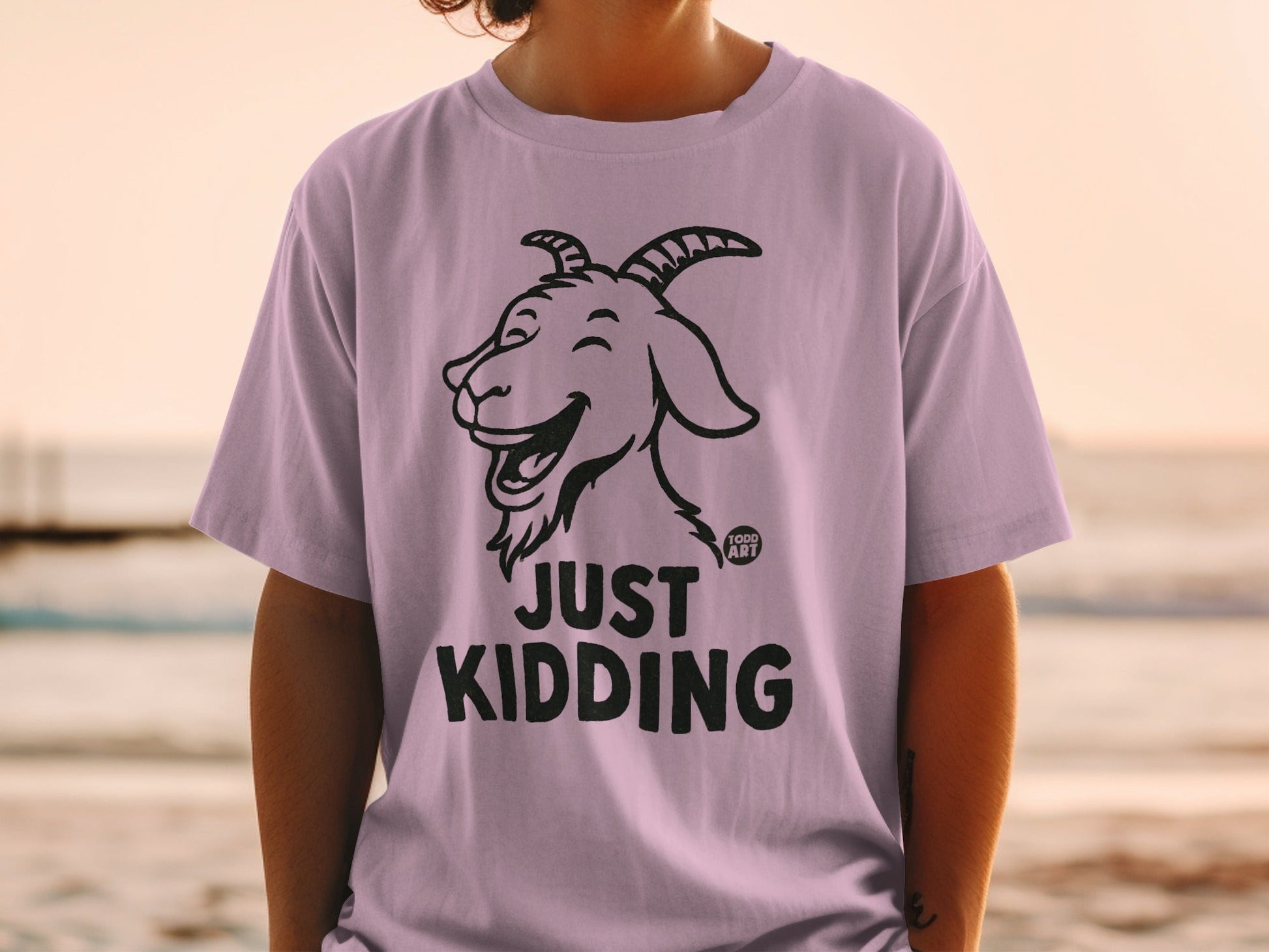 Funny Just Kidding Goat Todd Art T-shirt for Sale