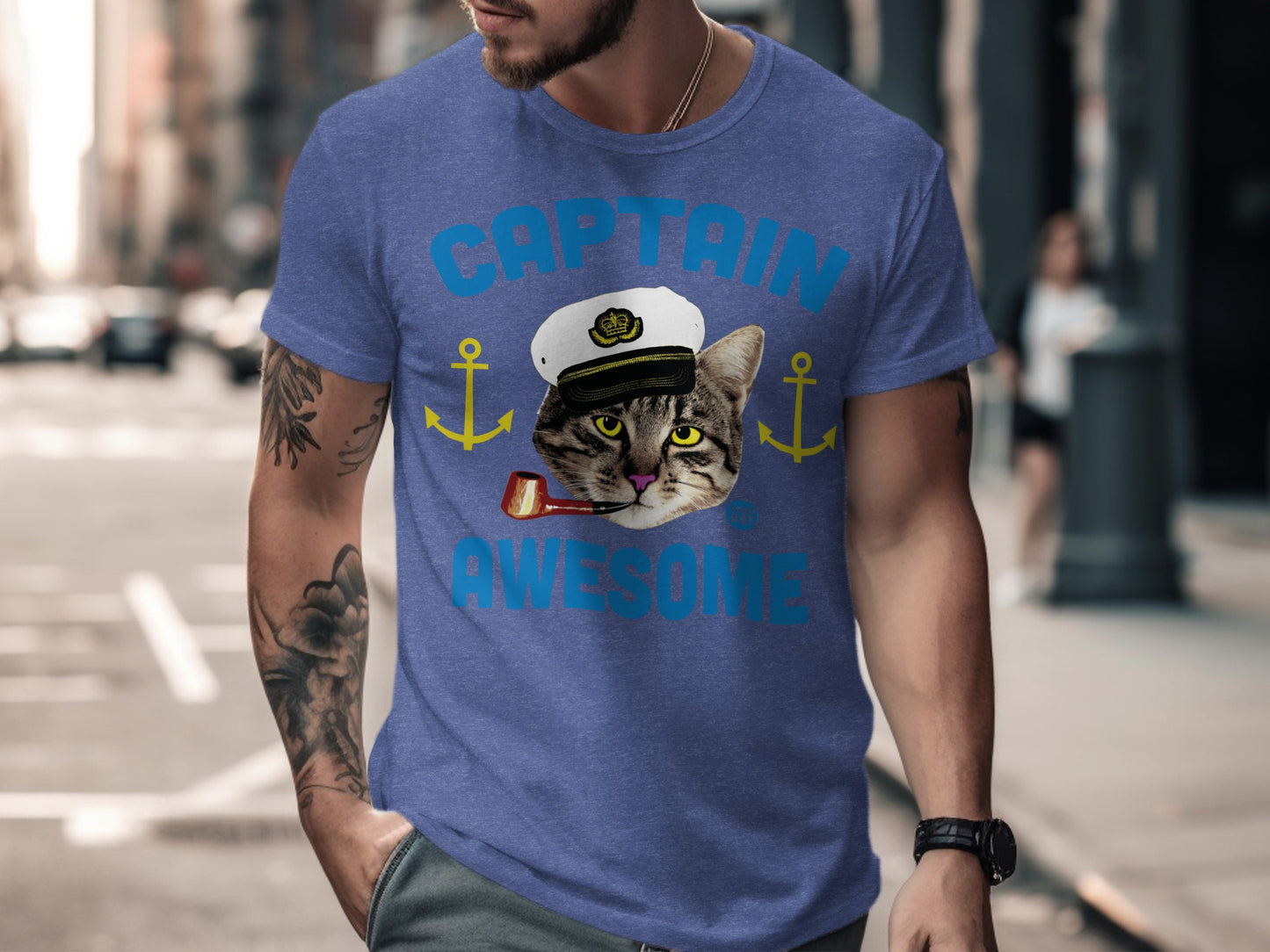 Captain Awesome Cat Graphic T-Shirt Apparel
