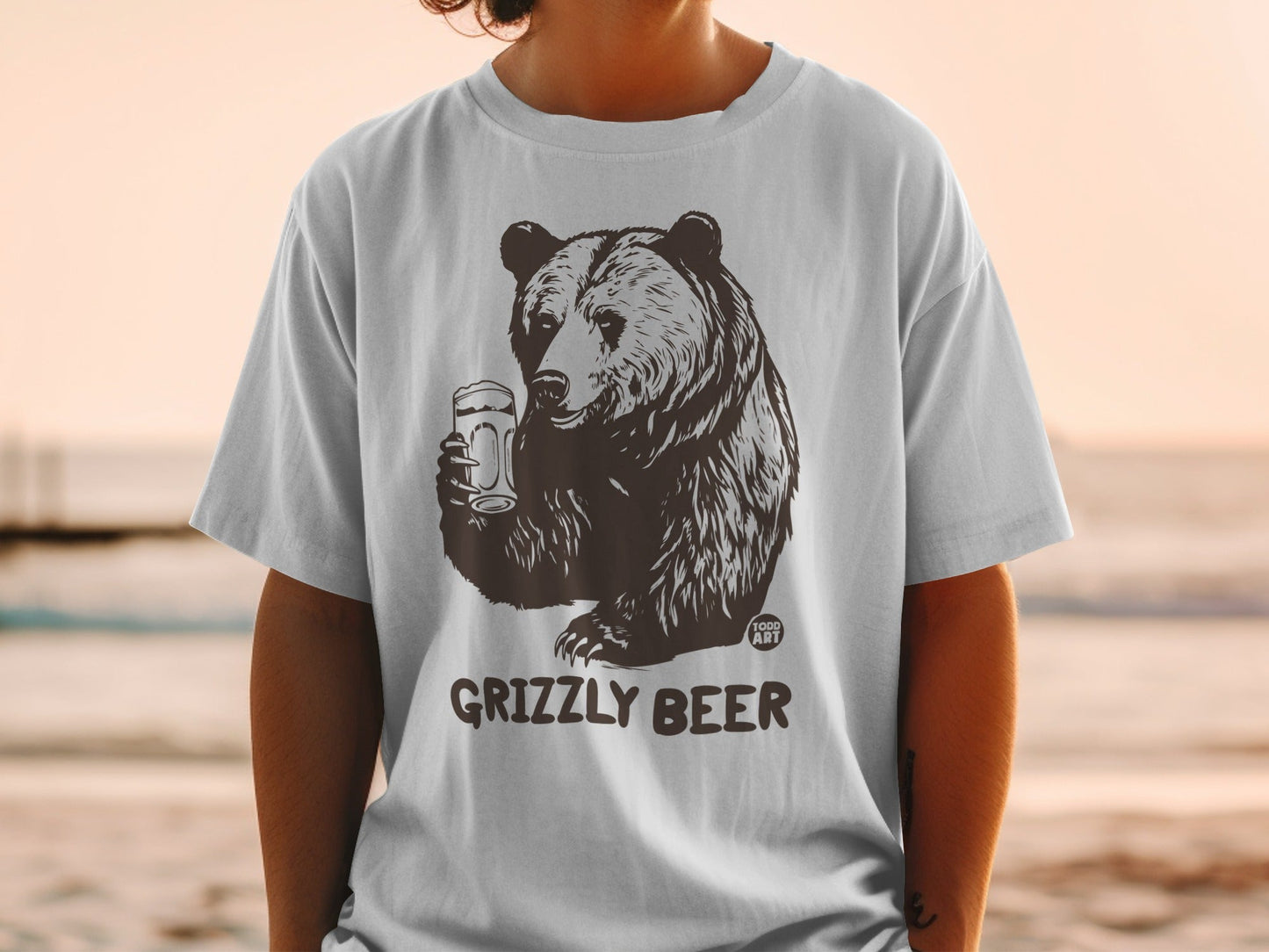 Grizzly Beer Bear Design Casual T-Shirt