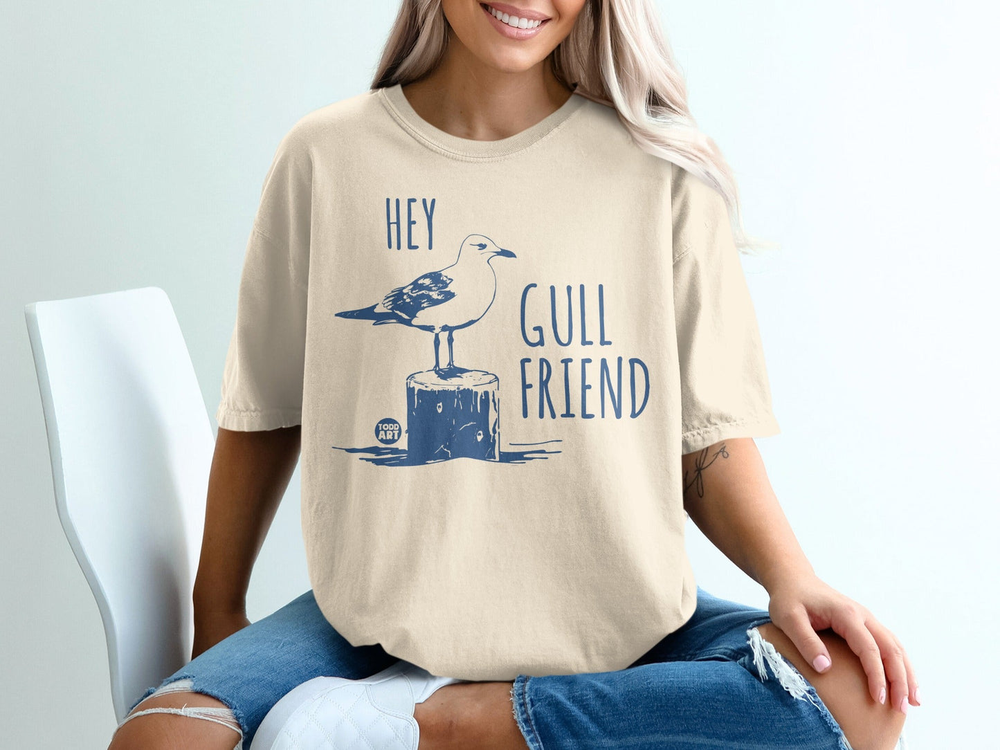 Hey Gull Friend Todd Art Seagull Graphic T-Shirt