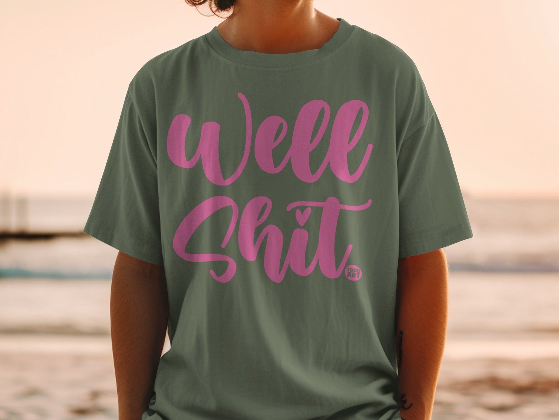 Well Shit Graphic Tee with Pink Text Design Shirt
