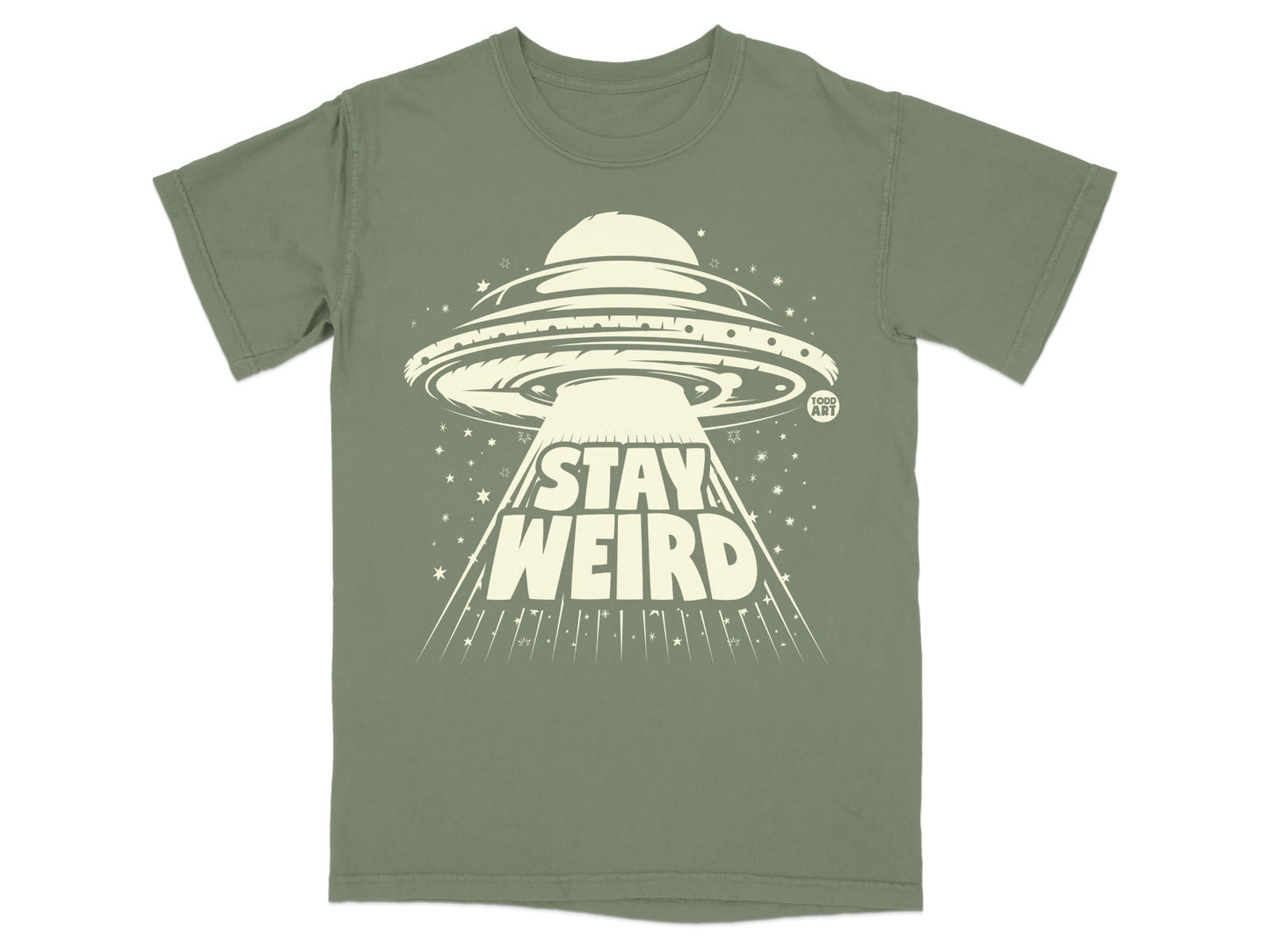 Stay Weird UFO Graphic Tee Shirt for Unique Style