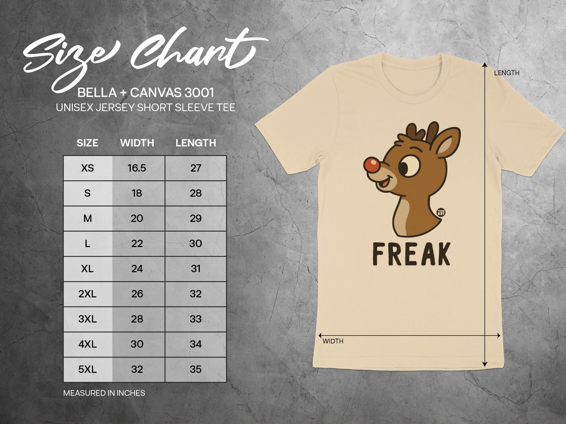 Freak Reindeer Bella + Canvas 3001 T-Shirt