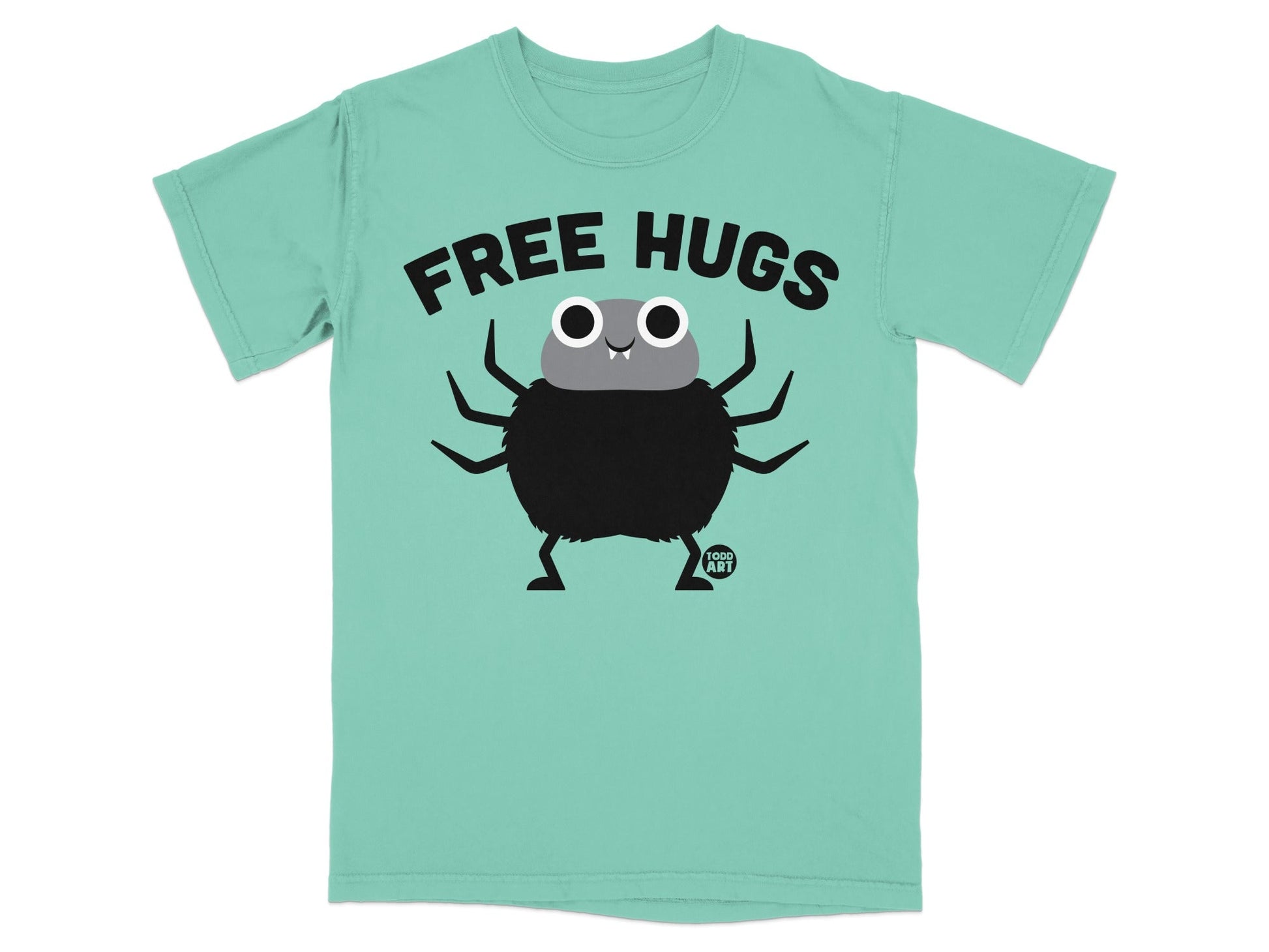 Free Hugs Spider Graphic Mint Green T-Shirt