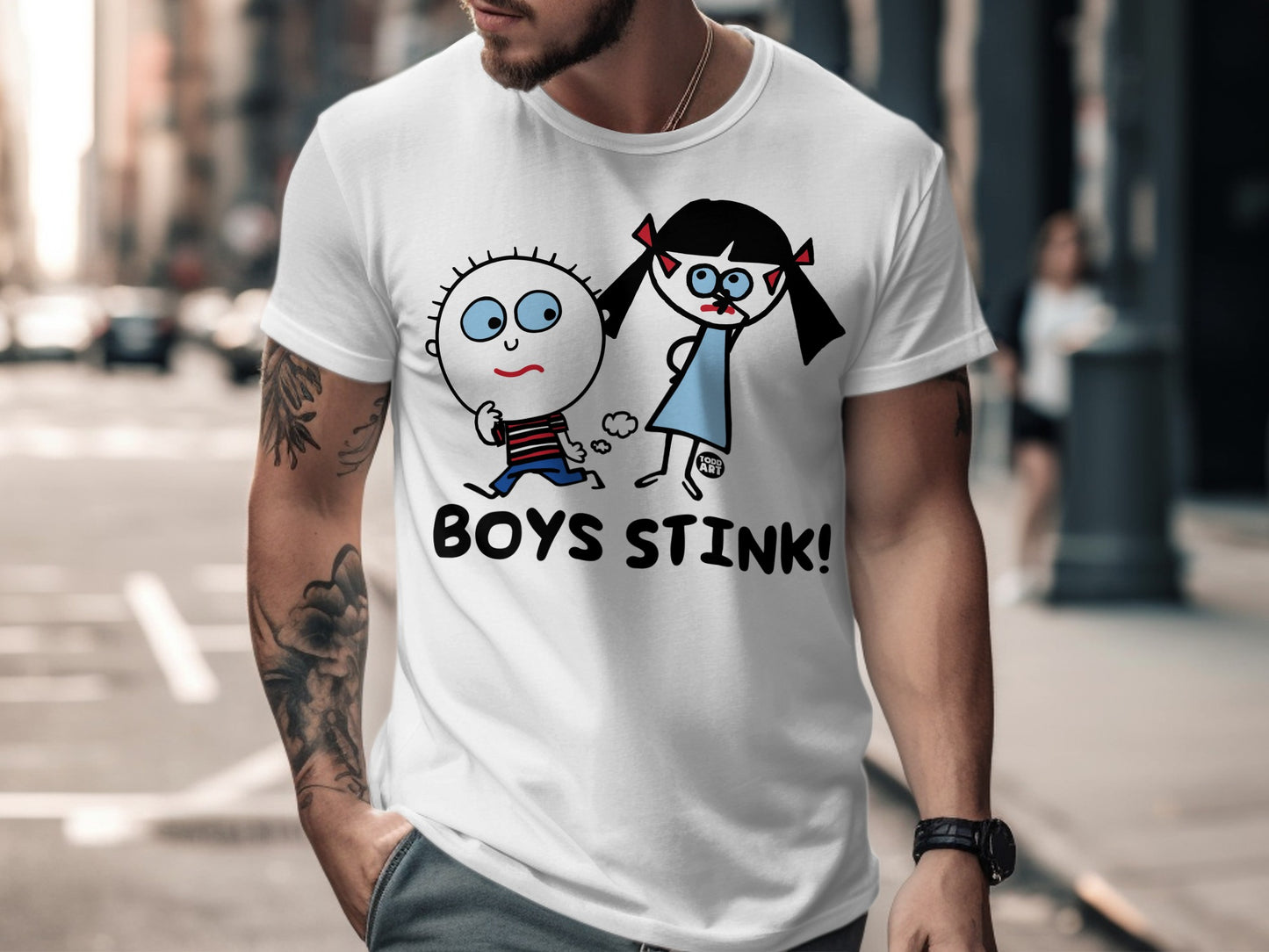 Boys Stink Cartoon Characters T-Shirt