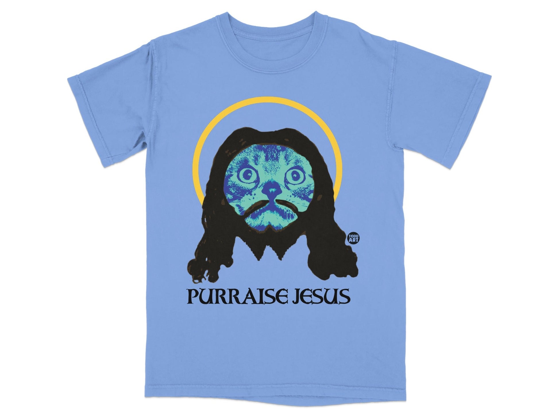 Purraise Jesus Cat Parody Graphic T-Shirt