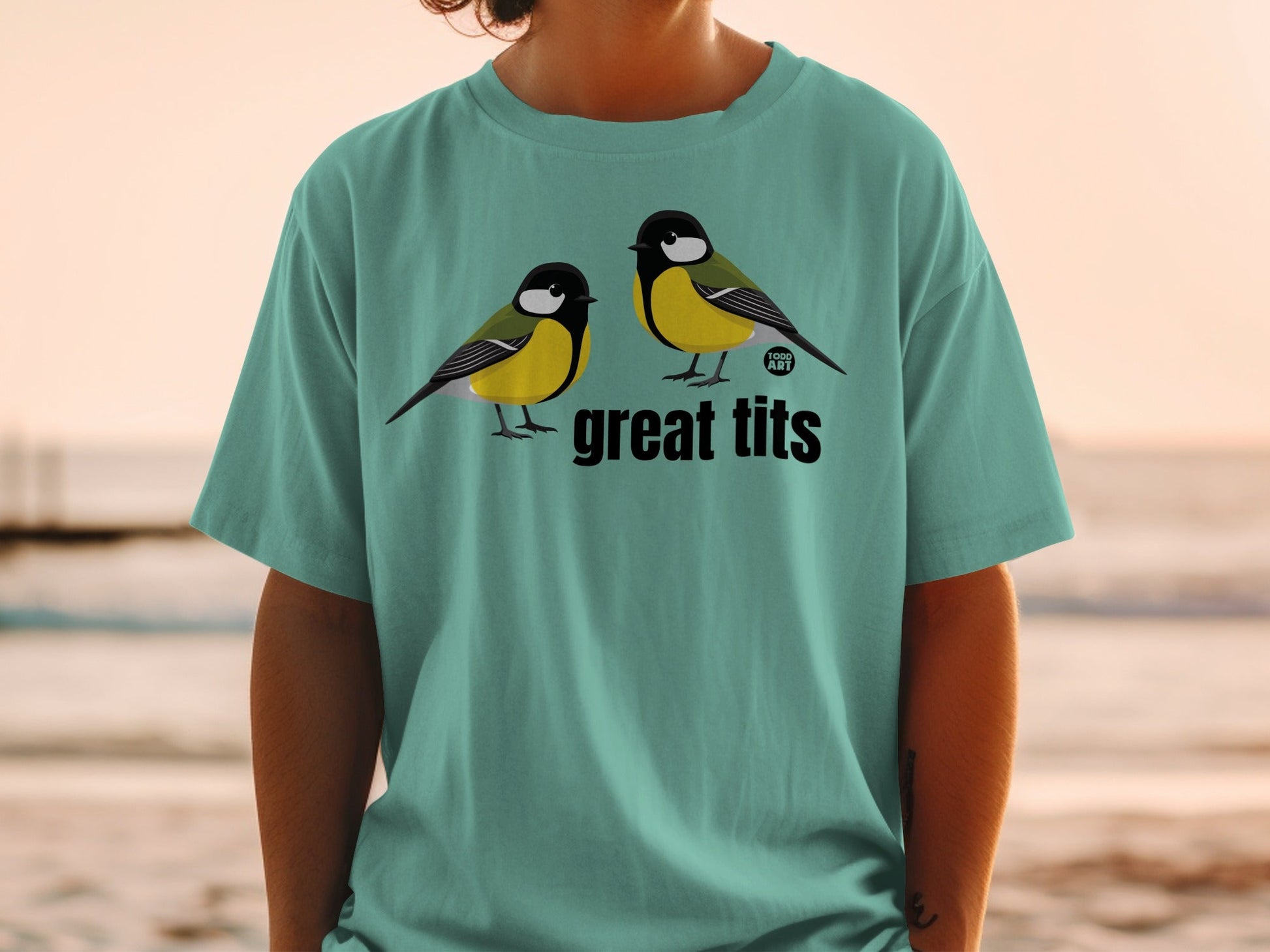 Funny Bird Great Tits Graphic T-Shirt for Casual Wear
