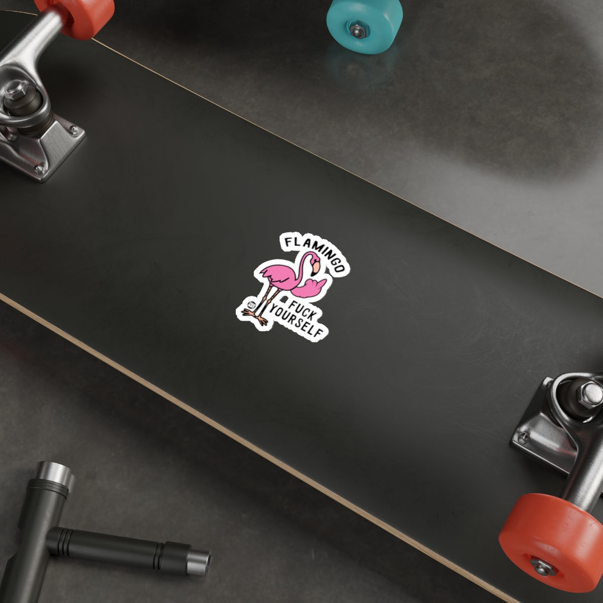 Flamingo Go F Yourself Sticker Skateboard Decal