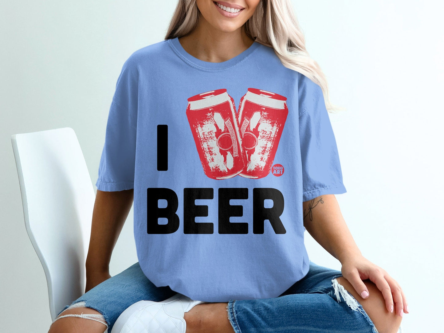 I Beer Graphic Tee Shirt Casual Wear Top Drink Tee