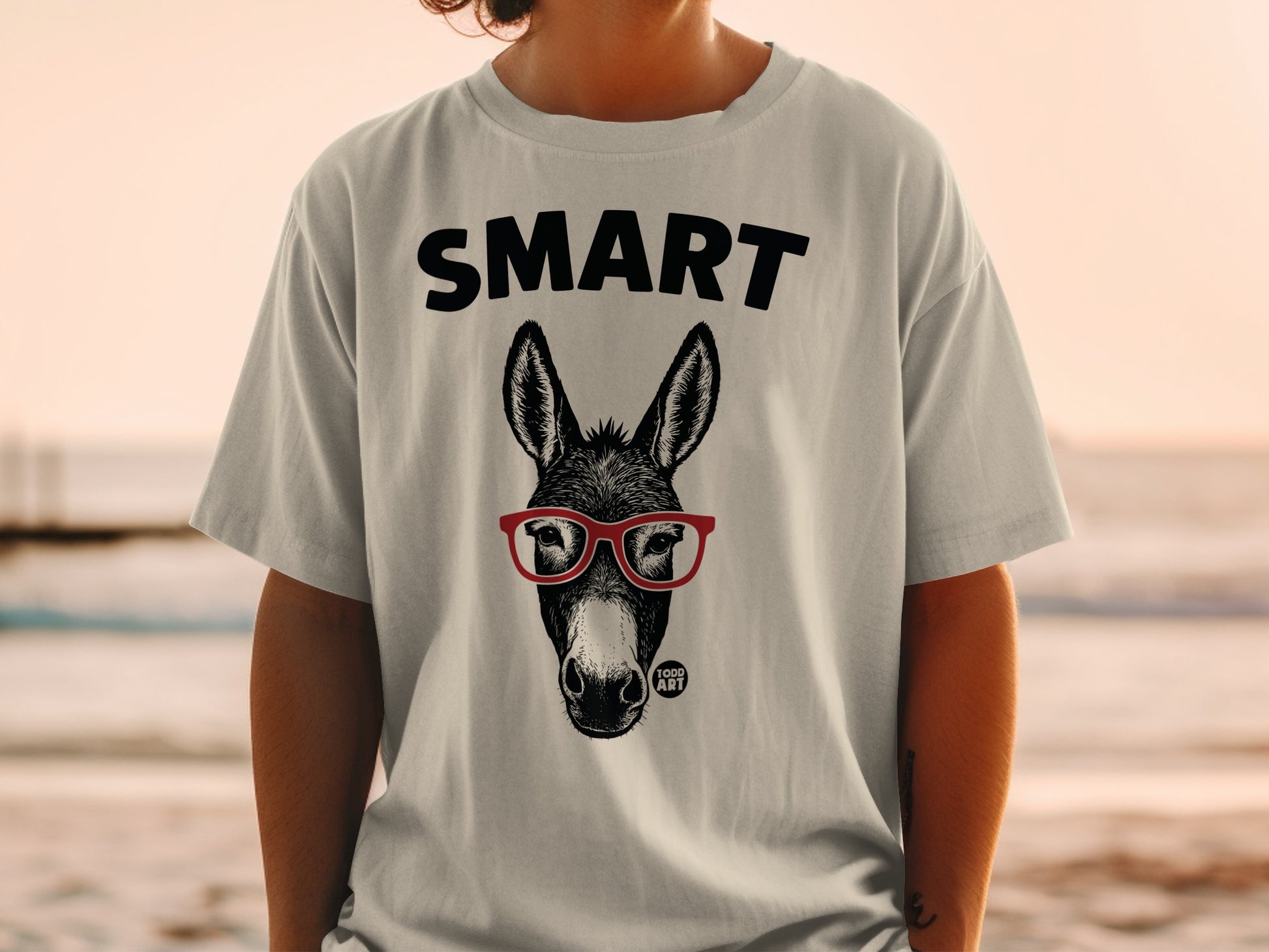 Smart Donkey With Glasses Print T-shirt Product