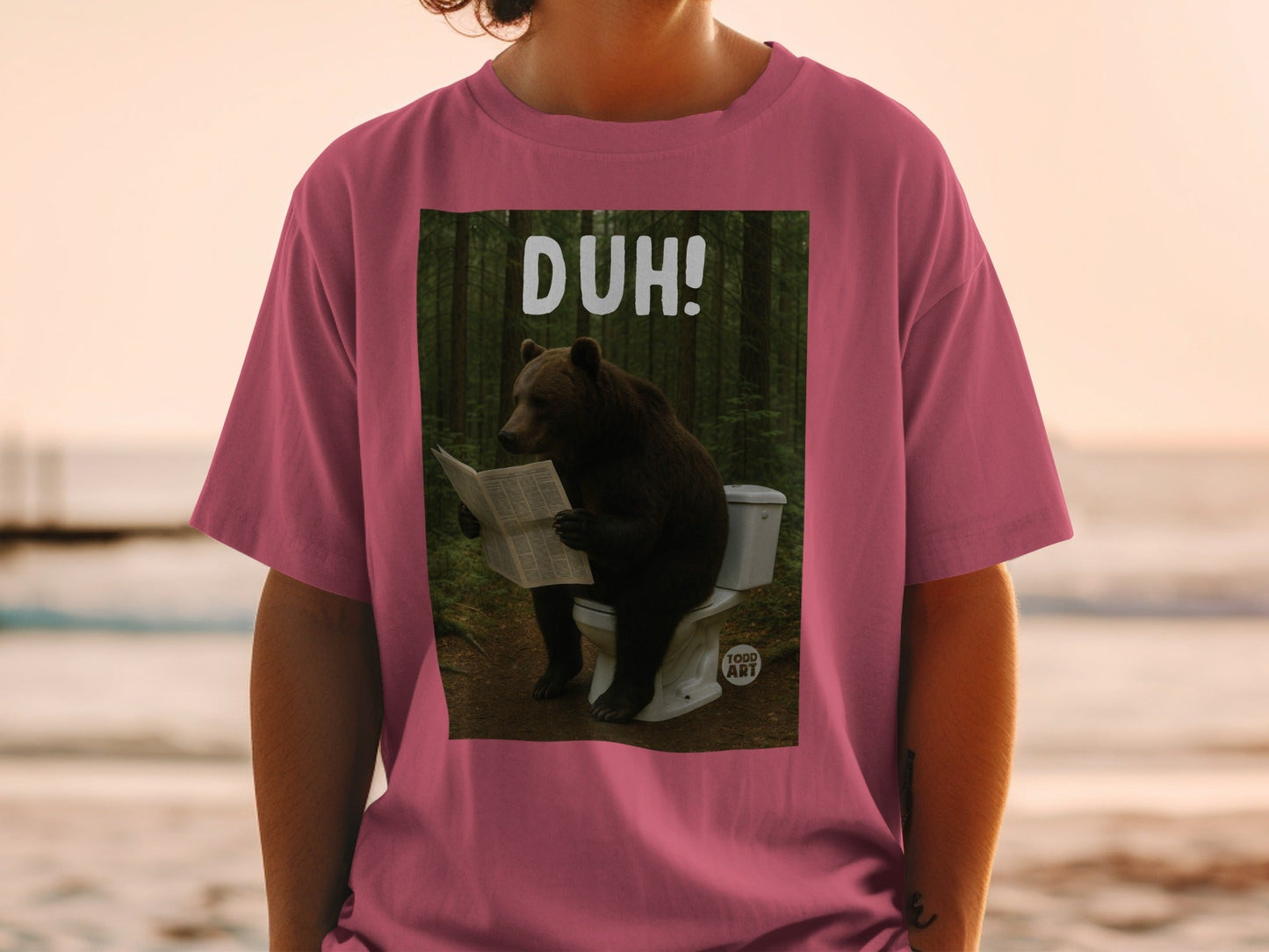 Funny Bear On Toilet Reading Newspaper Shirt