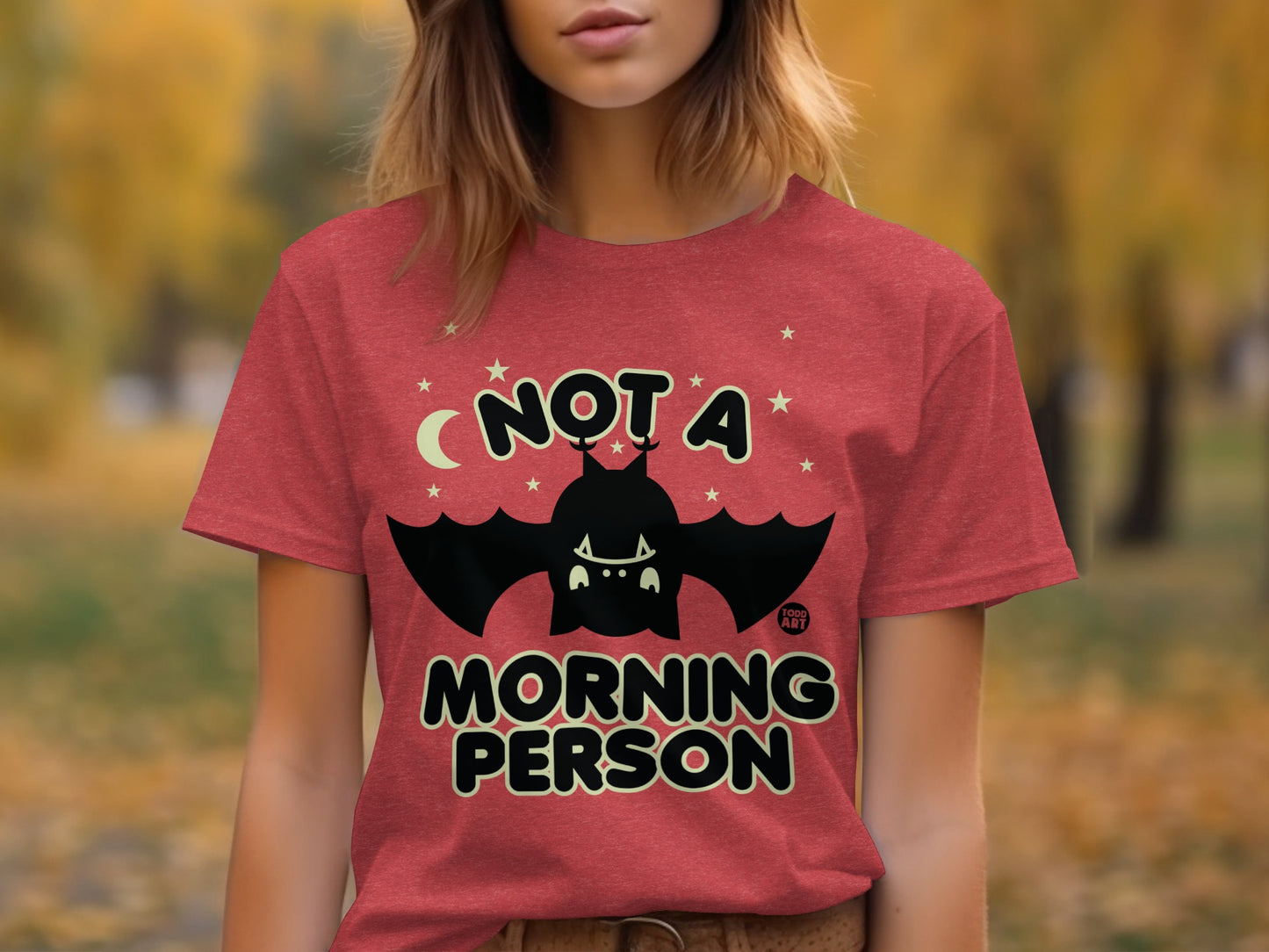 Not A Morning Person Cute Bat Graphic T-Shirt