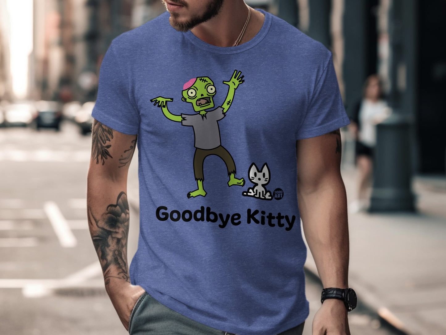 Goodbye Kitty Zombie Cat Art Graphic T-Shirt