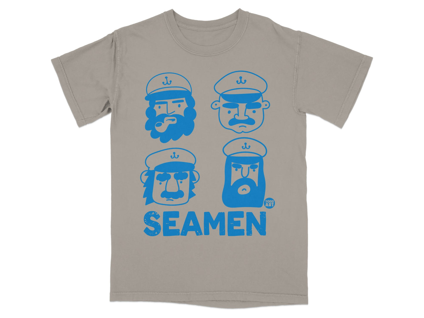 Todd Art Seamen Character Faces Blue Graphic Beige T-shirt product type