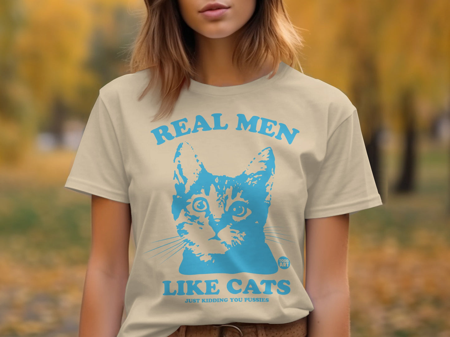 Real Men Like Cats Funny Graphic T-Shirt for Cat Lovers