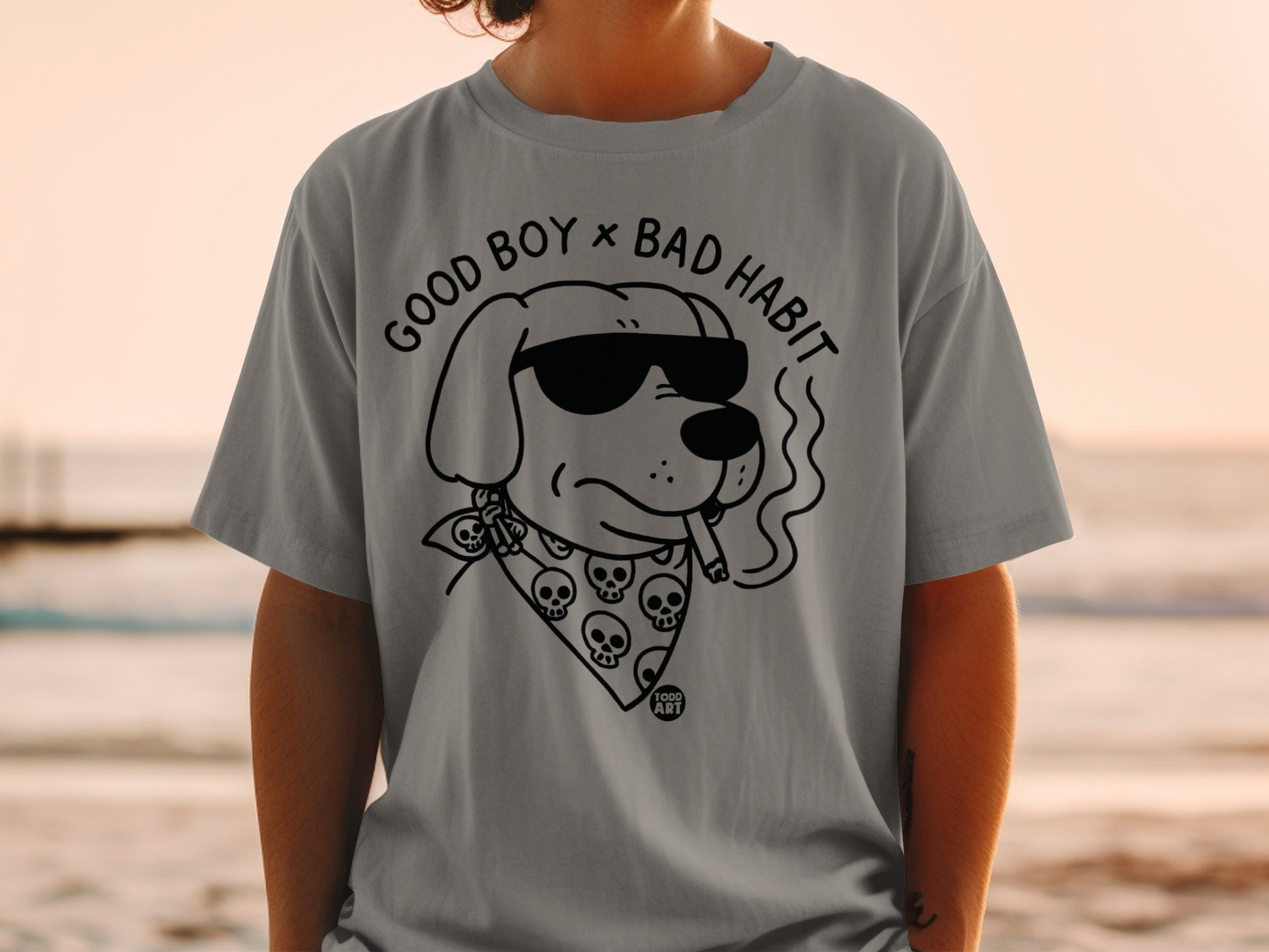 Cool Good Boy x Bad Habit Dog Art T-shirt