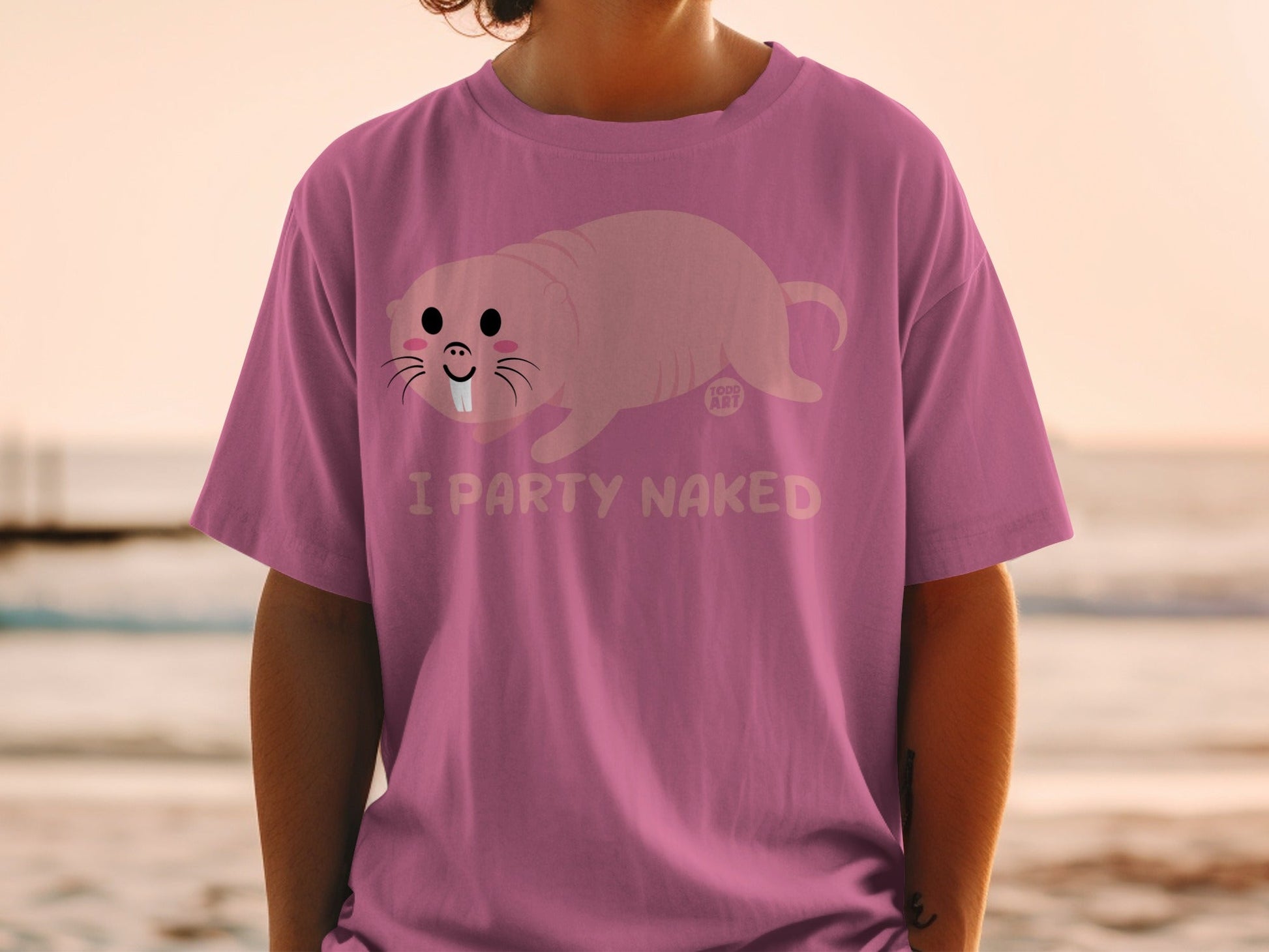 I Party Naked Cute Animal Graphic Funny T-Shirt