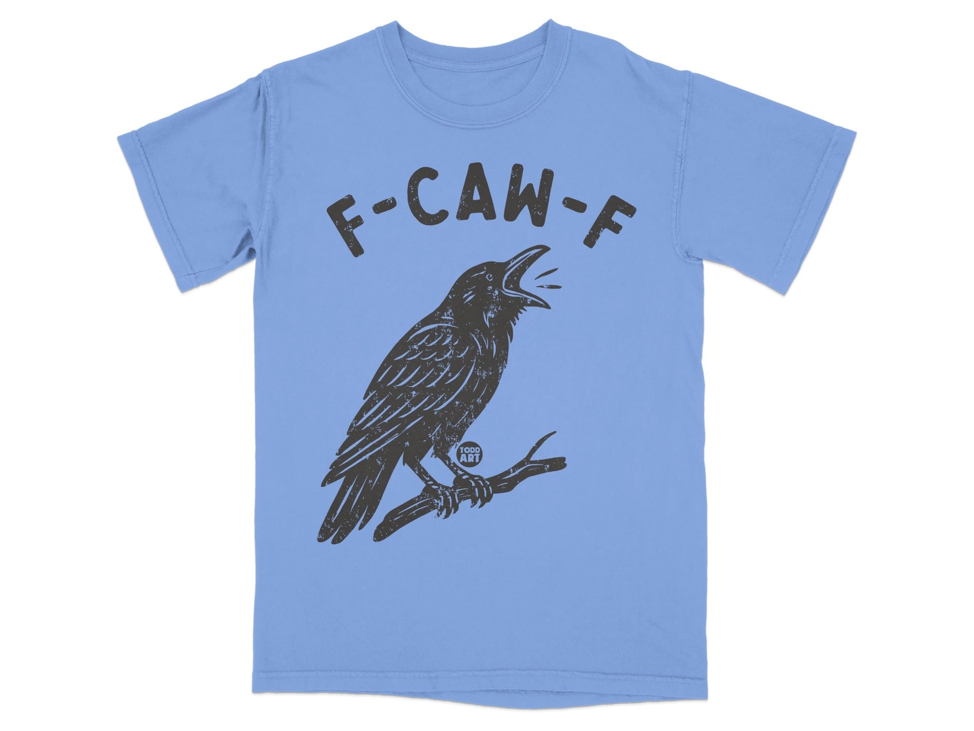 Fun Crow Illustration Graphic F-CAW-F Lettering Shirt