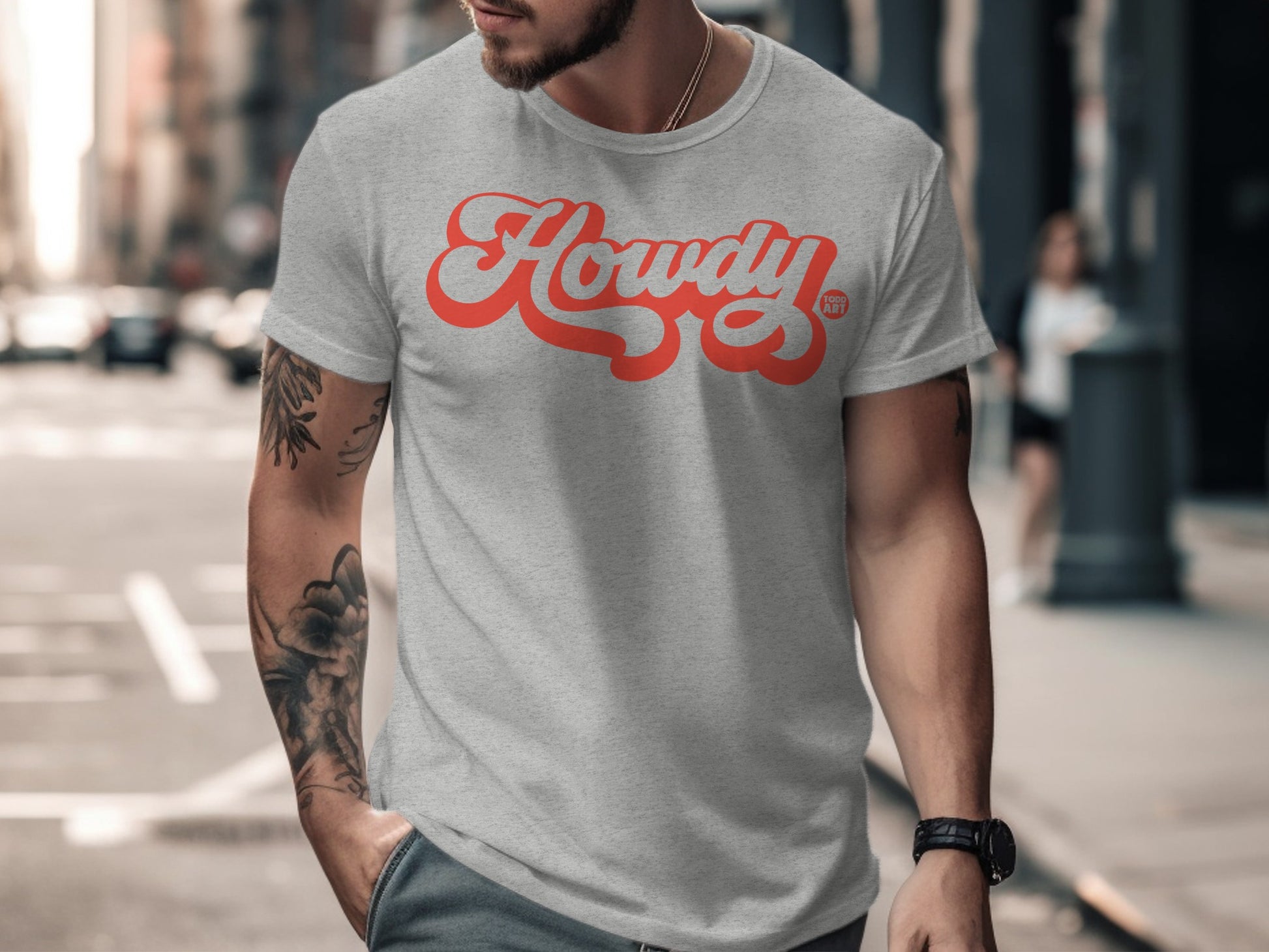 Retro Howdy Graphic Design Short Sleeve T-Shirt