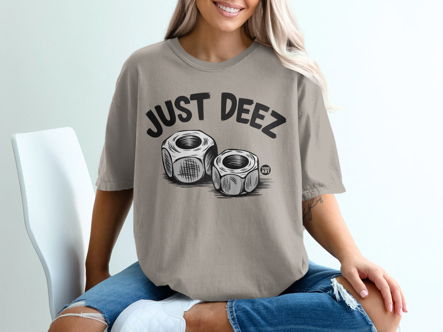 JUST DEEZ Nuts Humorous Graphic Artwork T-Shirt