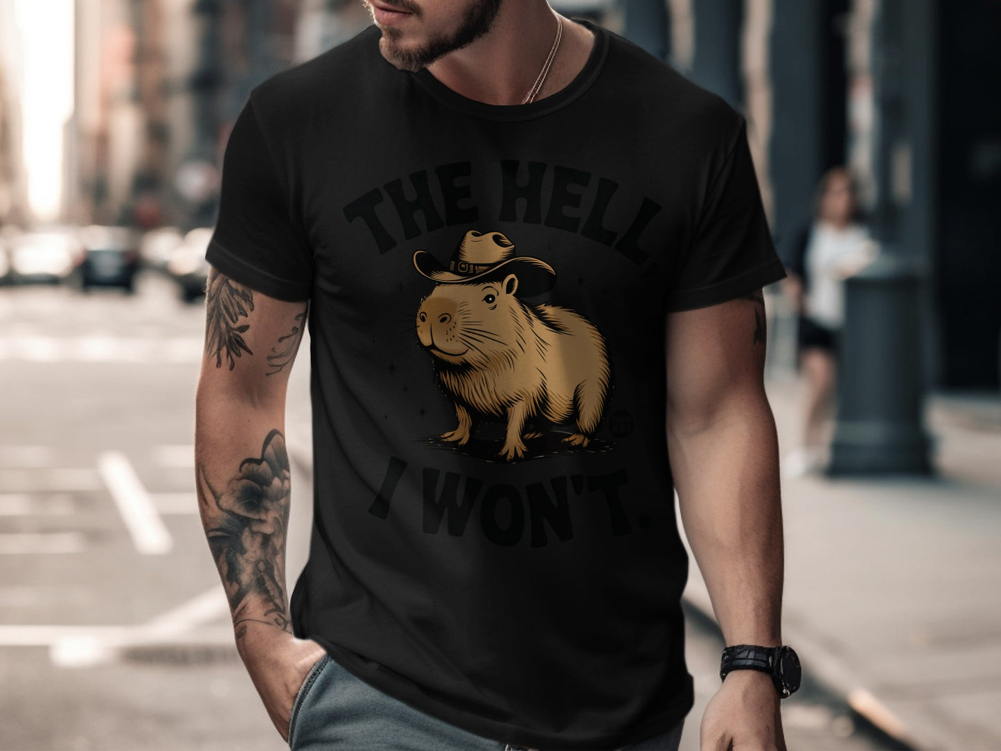 THE HELL I WON'T Shirt with Cowboy Capybara Design