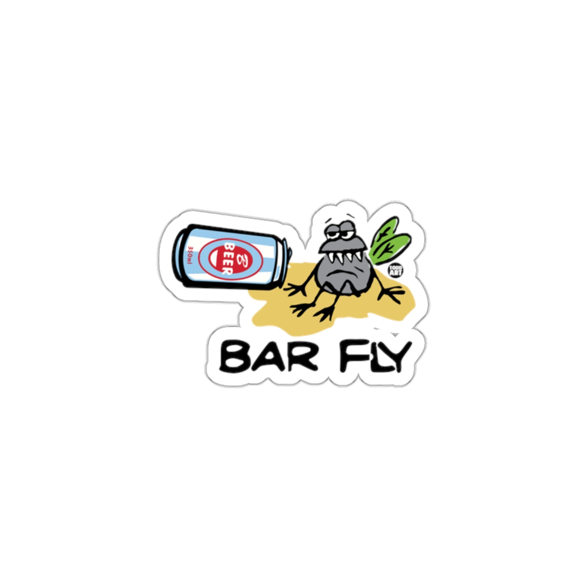 Bar Fly Funny Cartoon Sticker Design Product