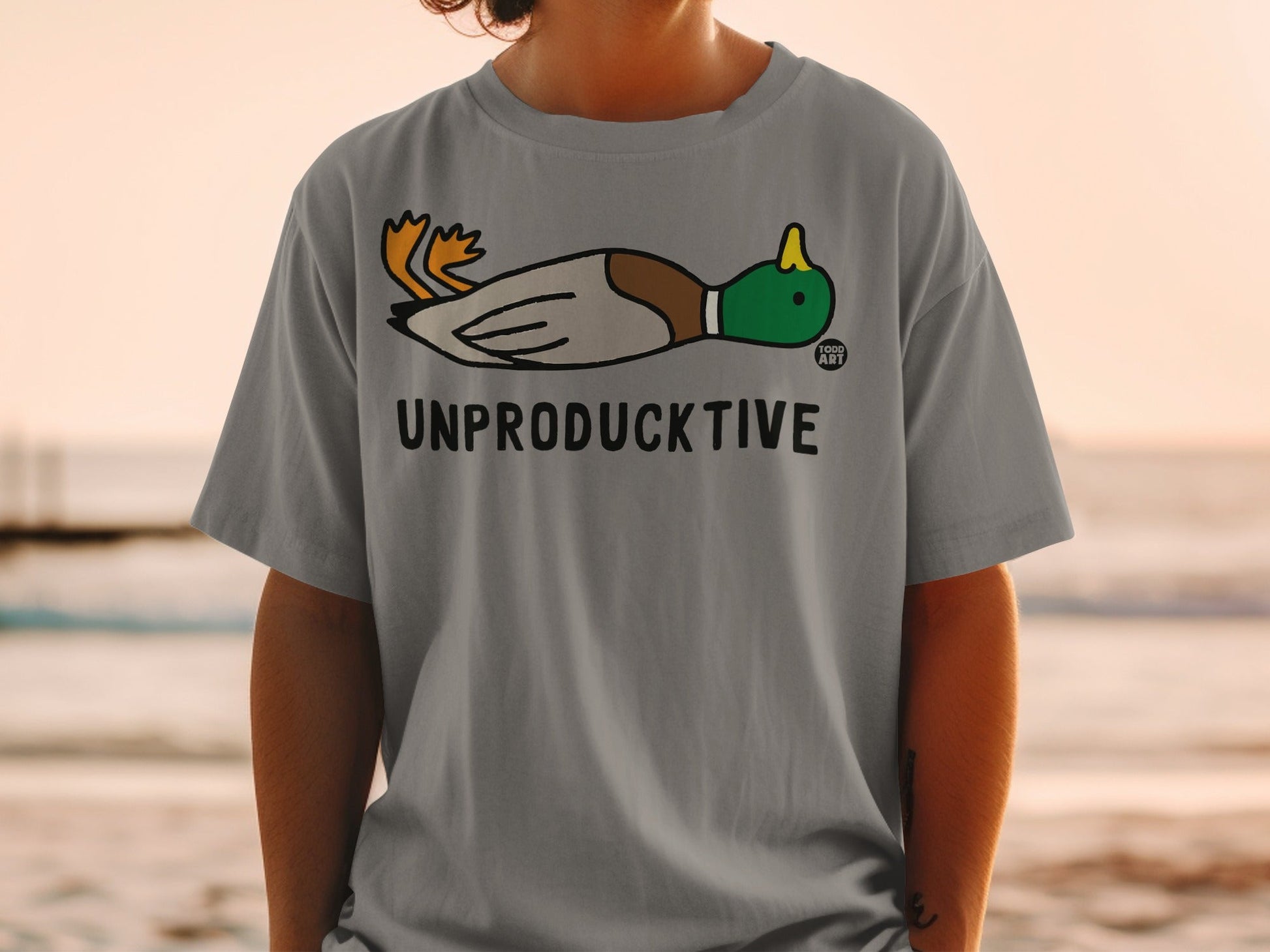 Funny Unproductive Duck Graphic T-Shirt
