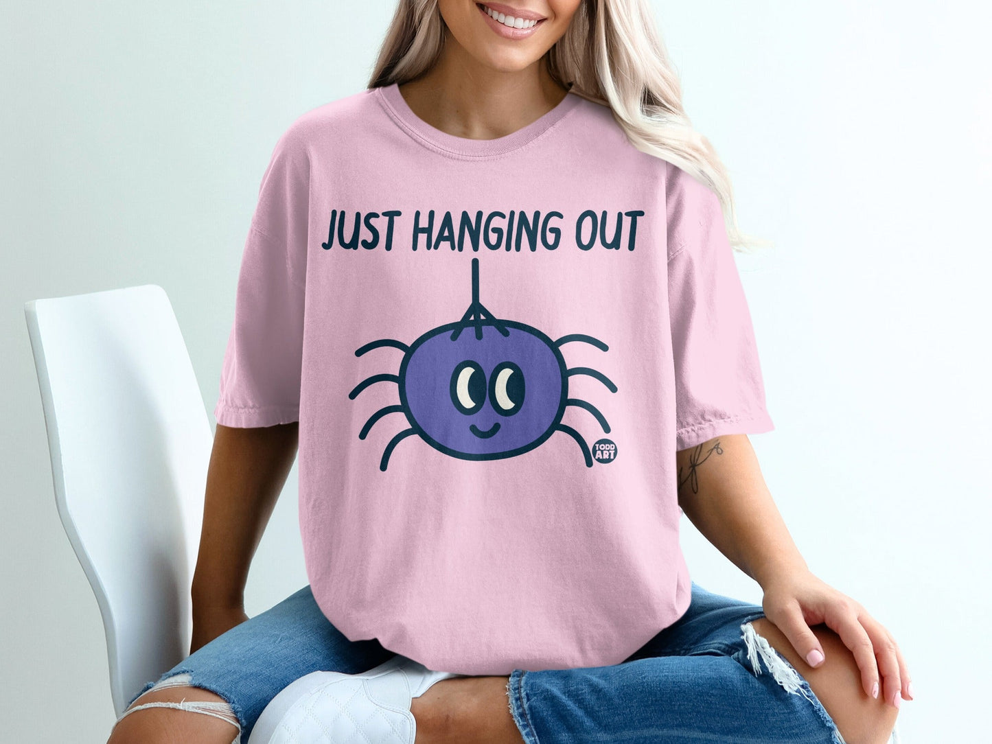 Just Hanging Out Todd Art Spider Graphic T-shirt