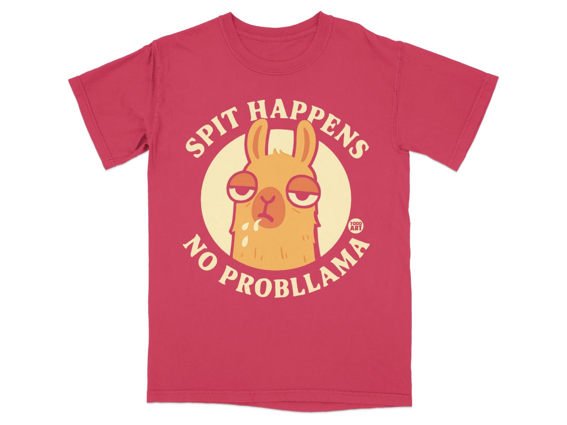 Spit Happens No Probllama Funny Llama Graphic Shirt
