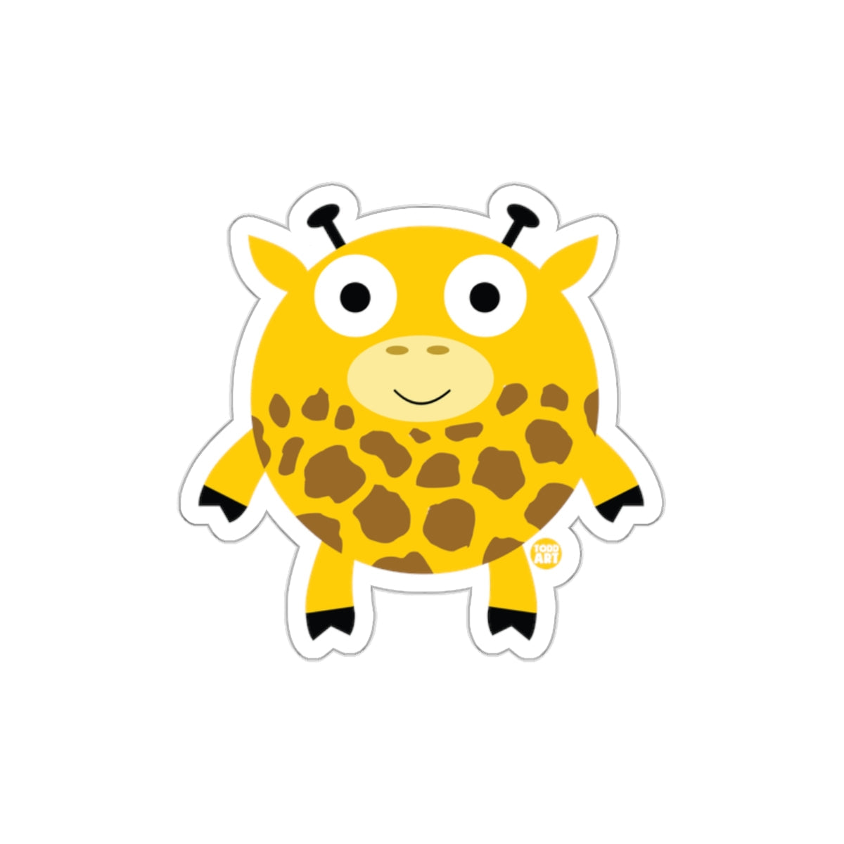 Cute Round Yellow Giraffe Illustration Sticker