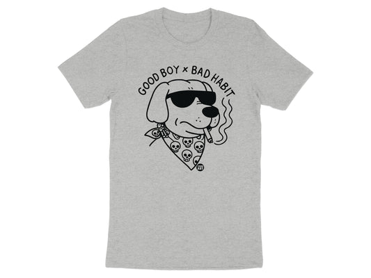 Good Boy Bad Habit Smoking Dog Graphic T-Shirt product type