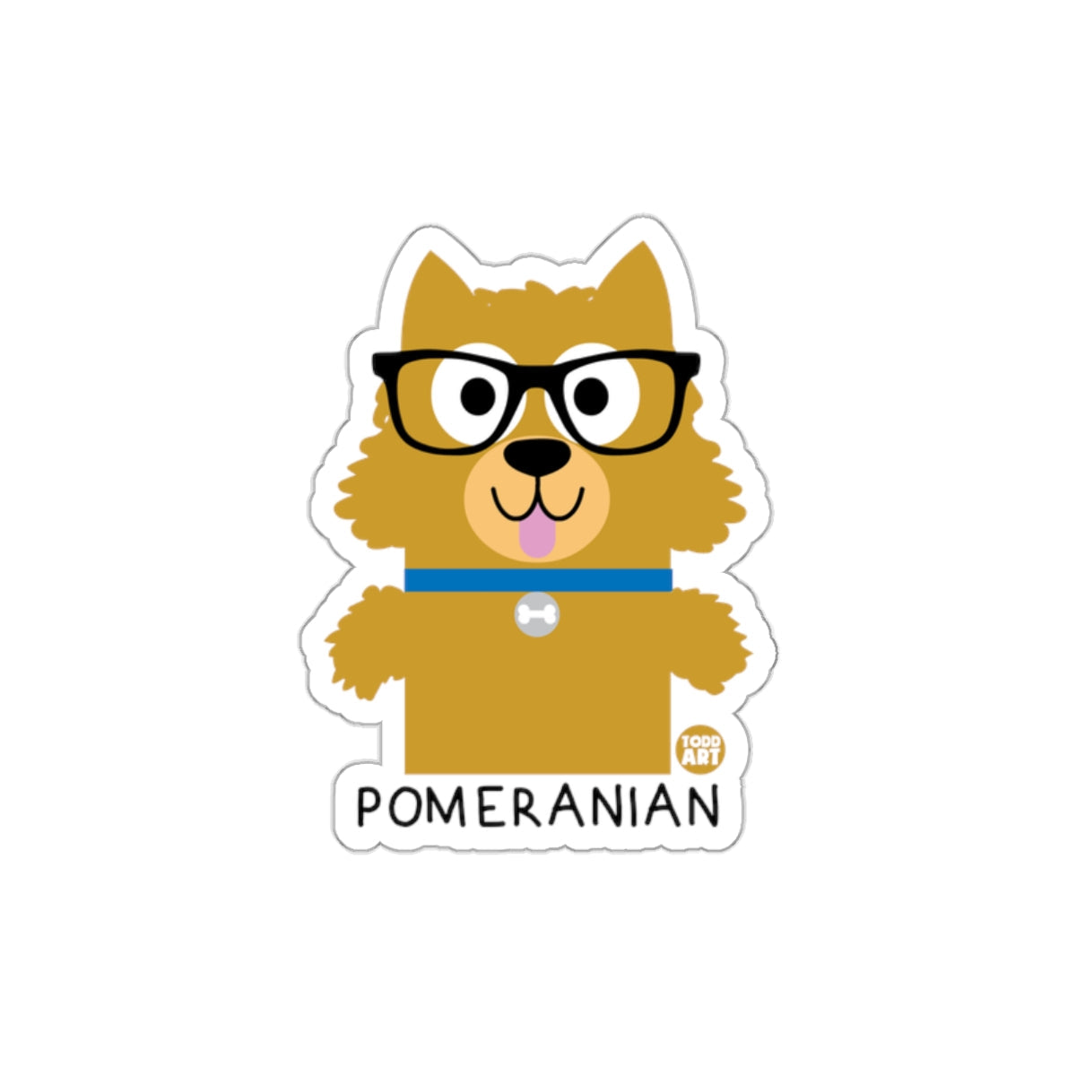 Cute Pomeranian with Glasses Cartoon Sticker