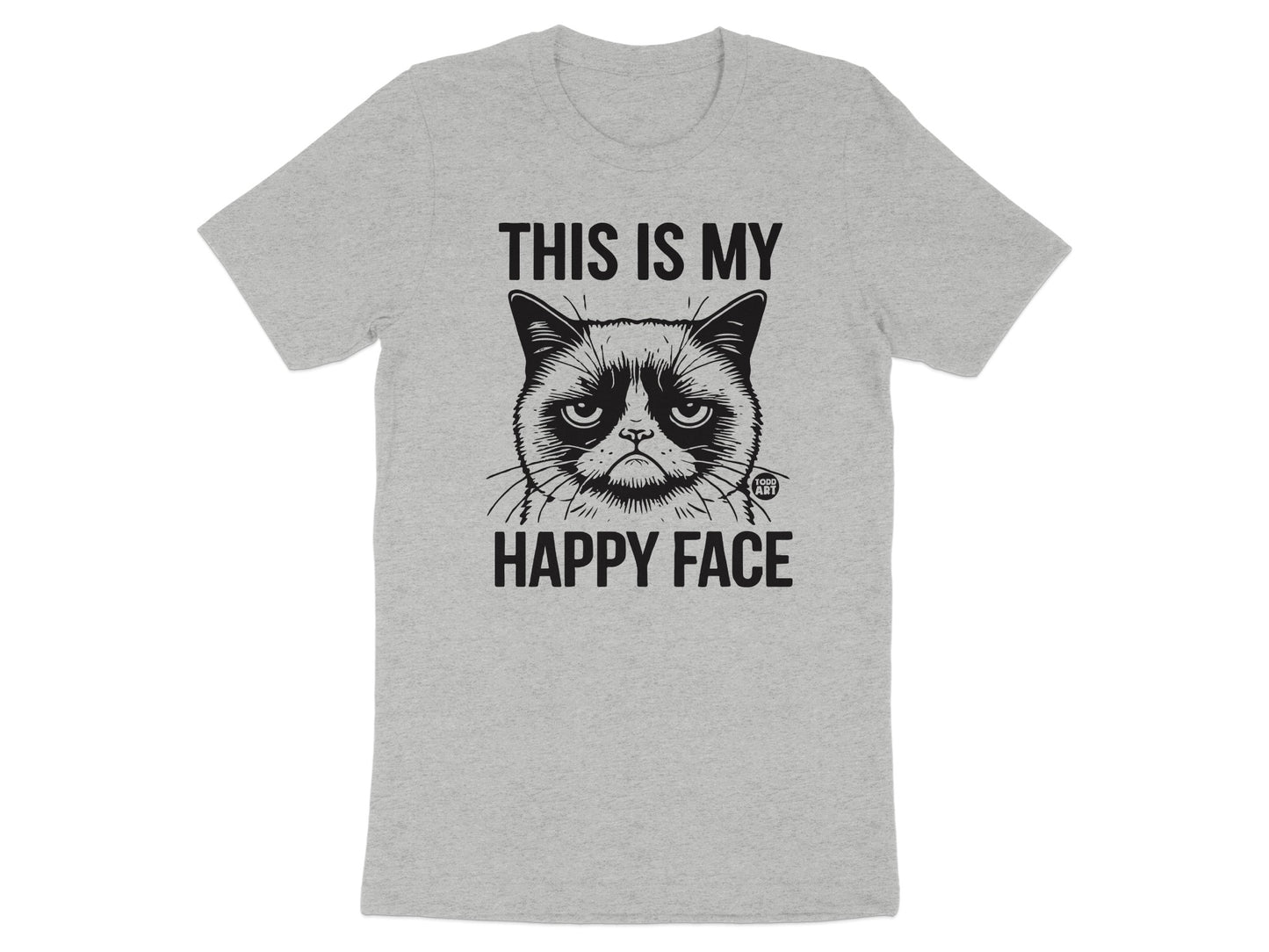 This Is My Happy Face Grumpy Cat Graphic T-Shirt