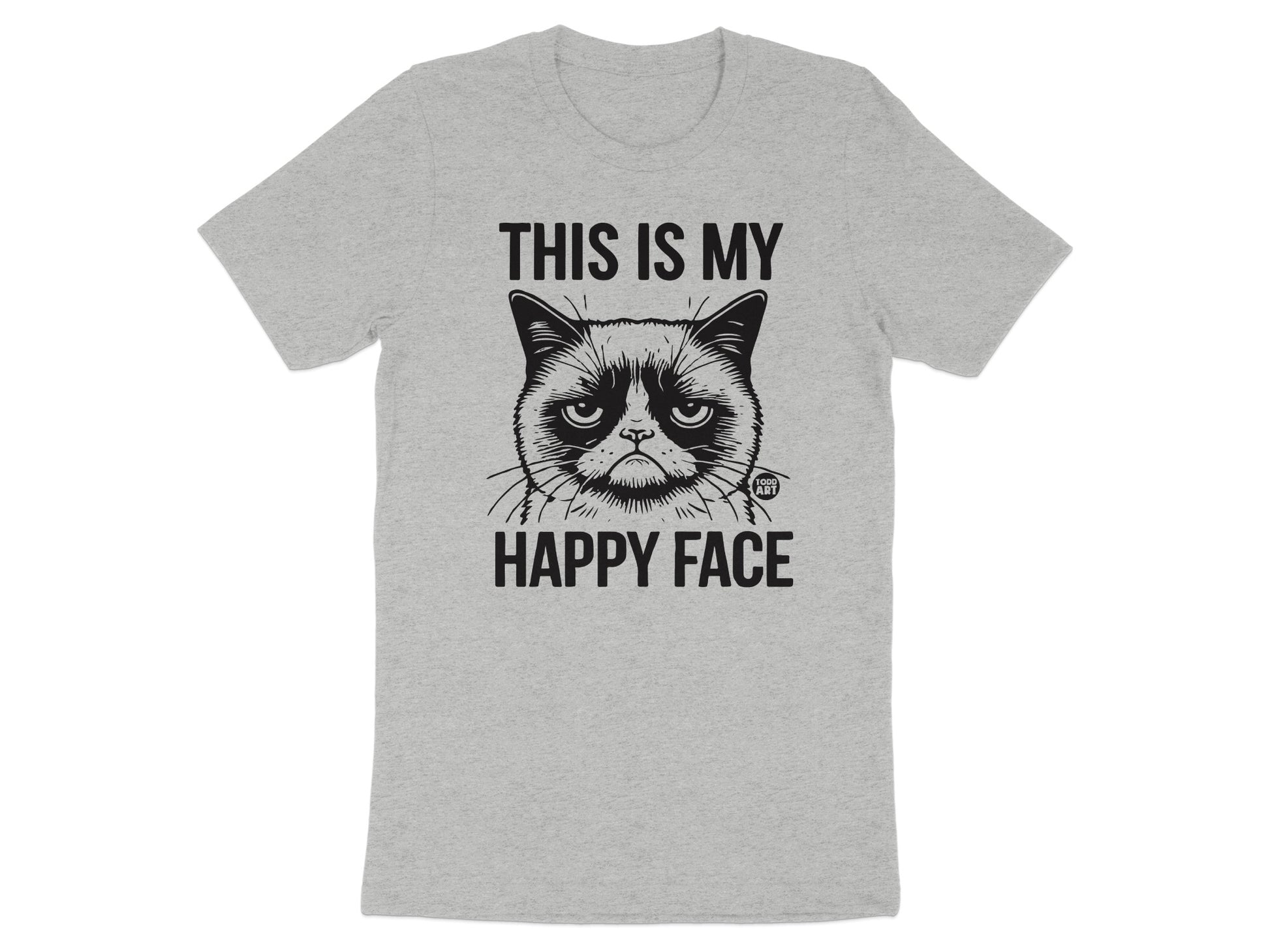 This Is My Happy Face Grumpy Cat Graphic T-Shirt