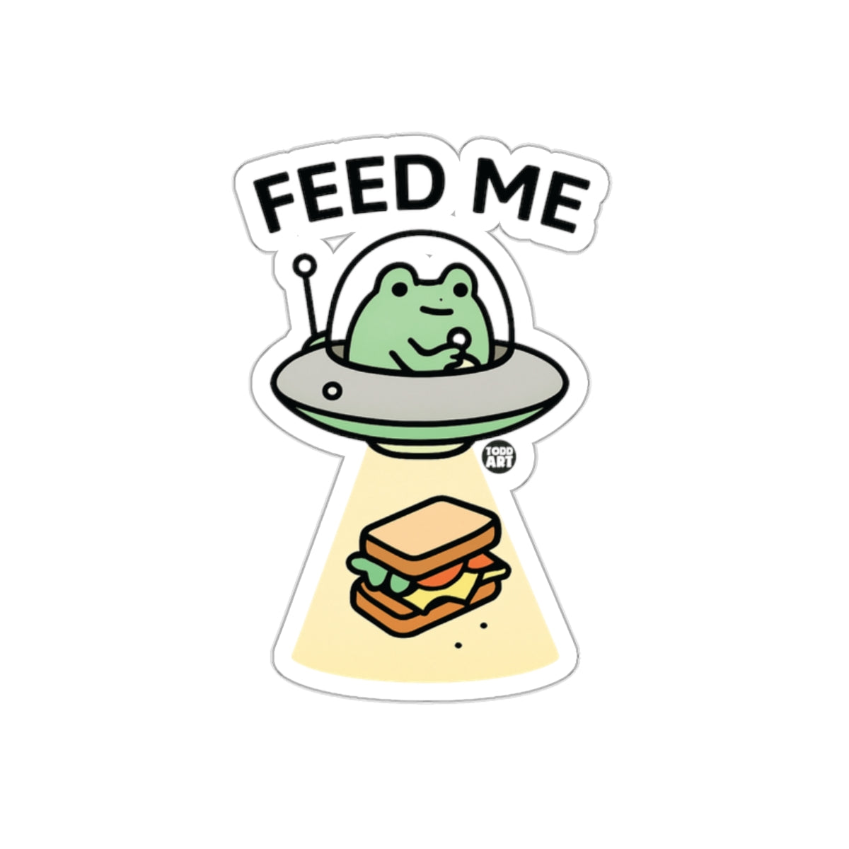 Alien Frog Eating Sandwich Sticker Design