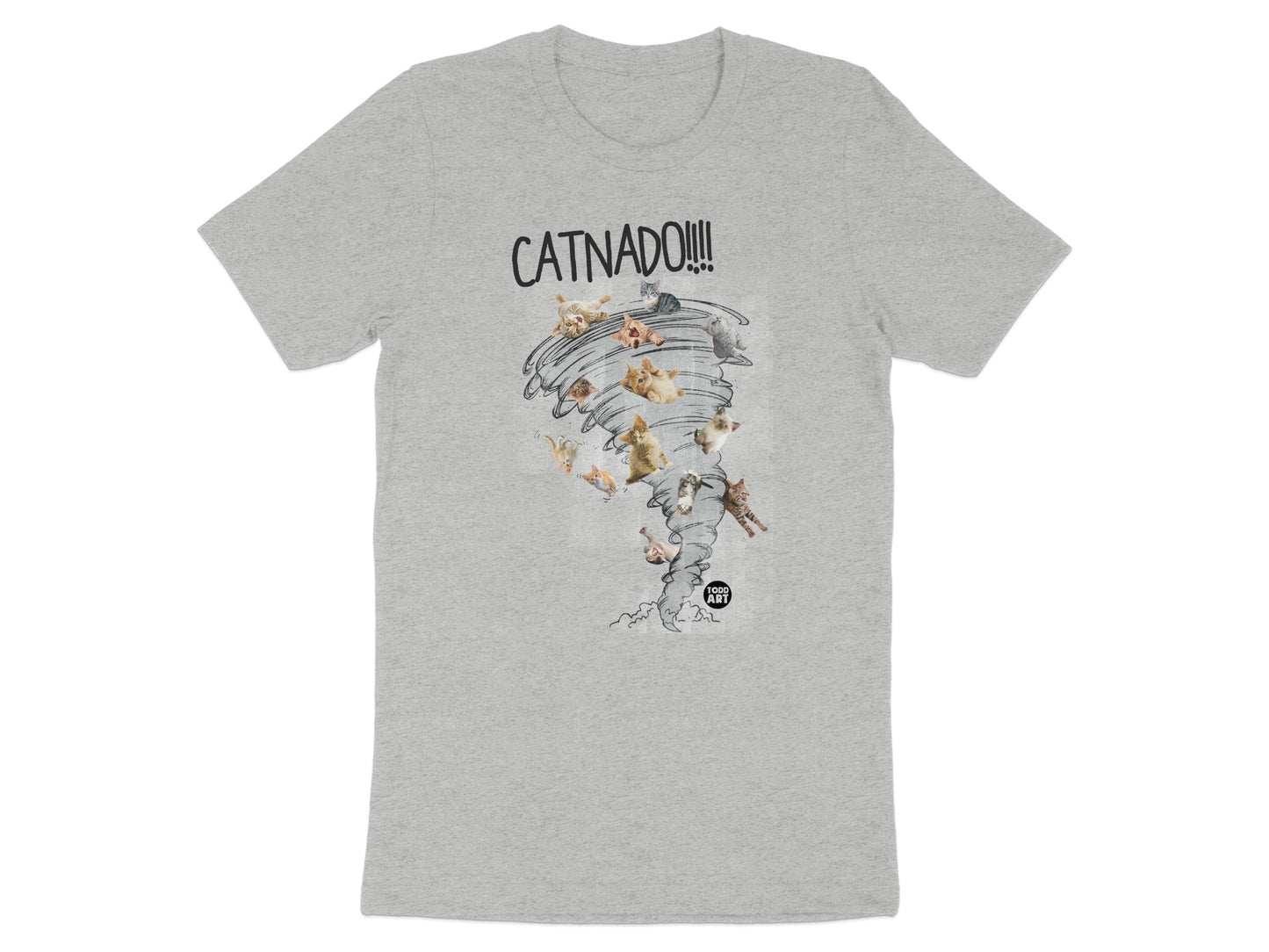 Catnado Fun Graphic Grey Tee for Cat Lovers Shirt