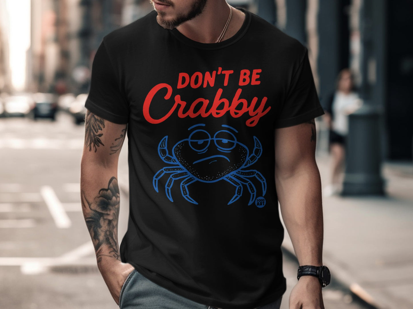 Don't Be Crabby Funny Cartoon Crab Design T-shirt