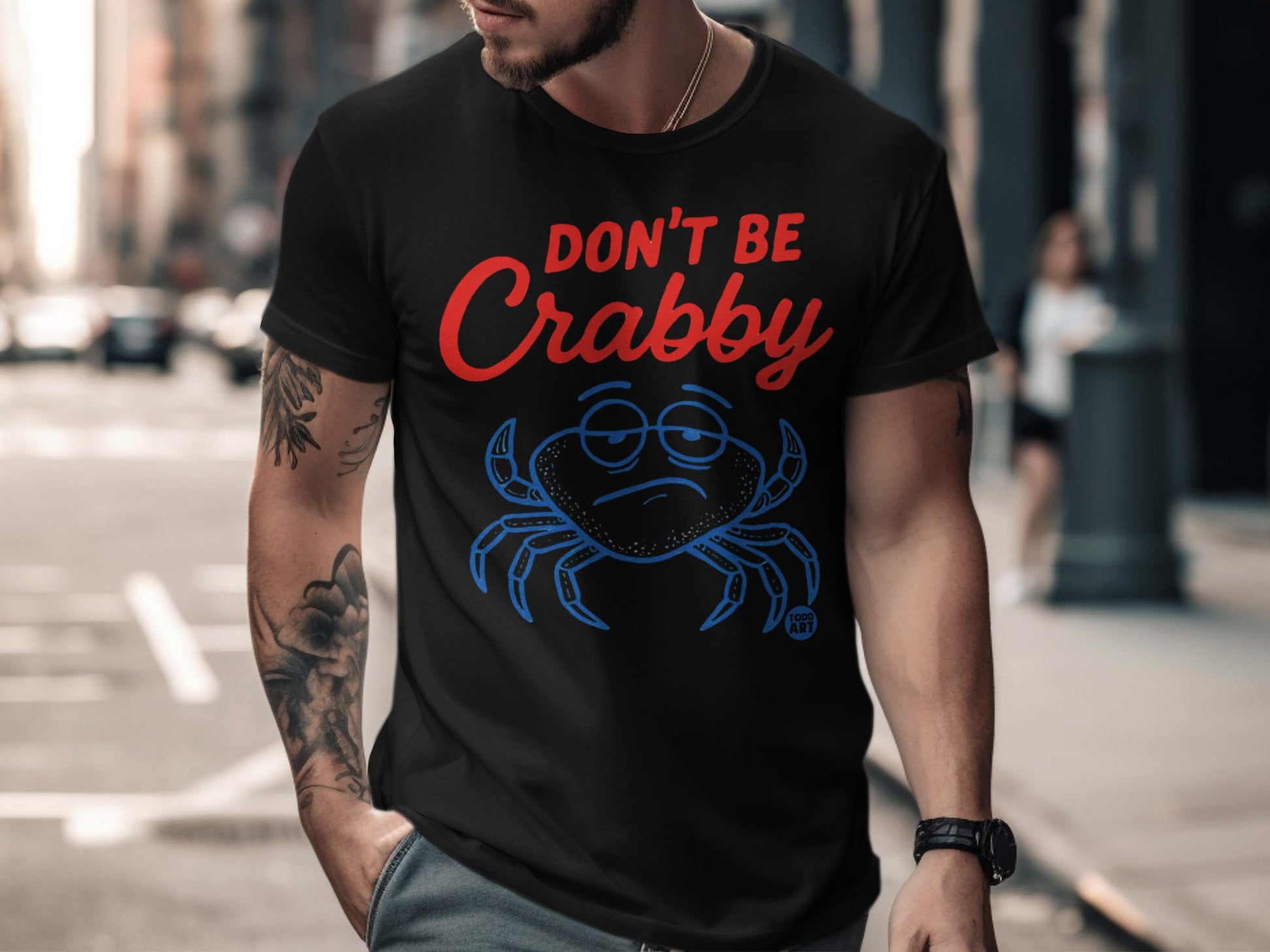 Don't Be Crabby Funny Cartoon Crab Design T-shirt
