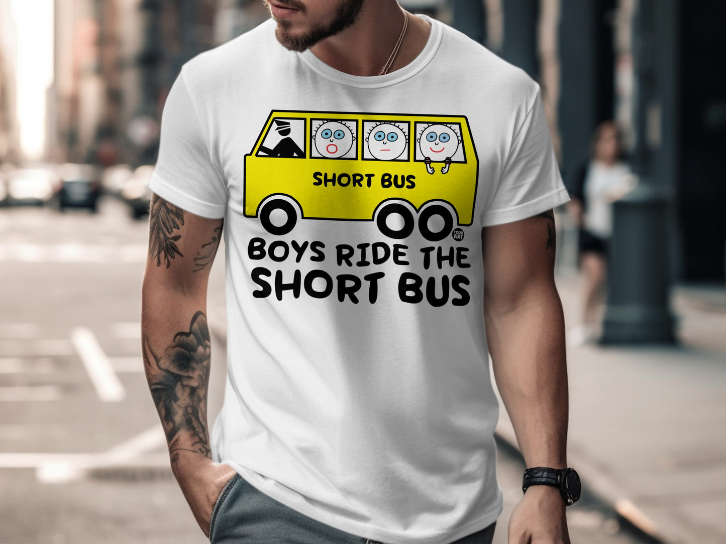 Boys Ride The Short Bus Funny Graphic T-Shirt
