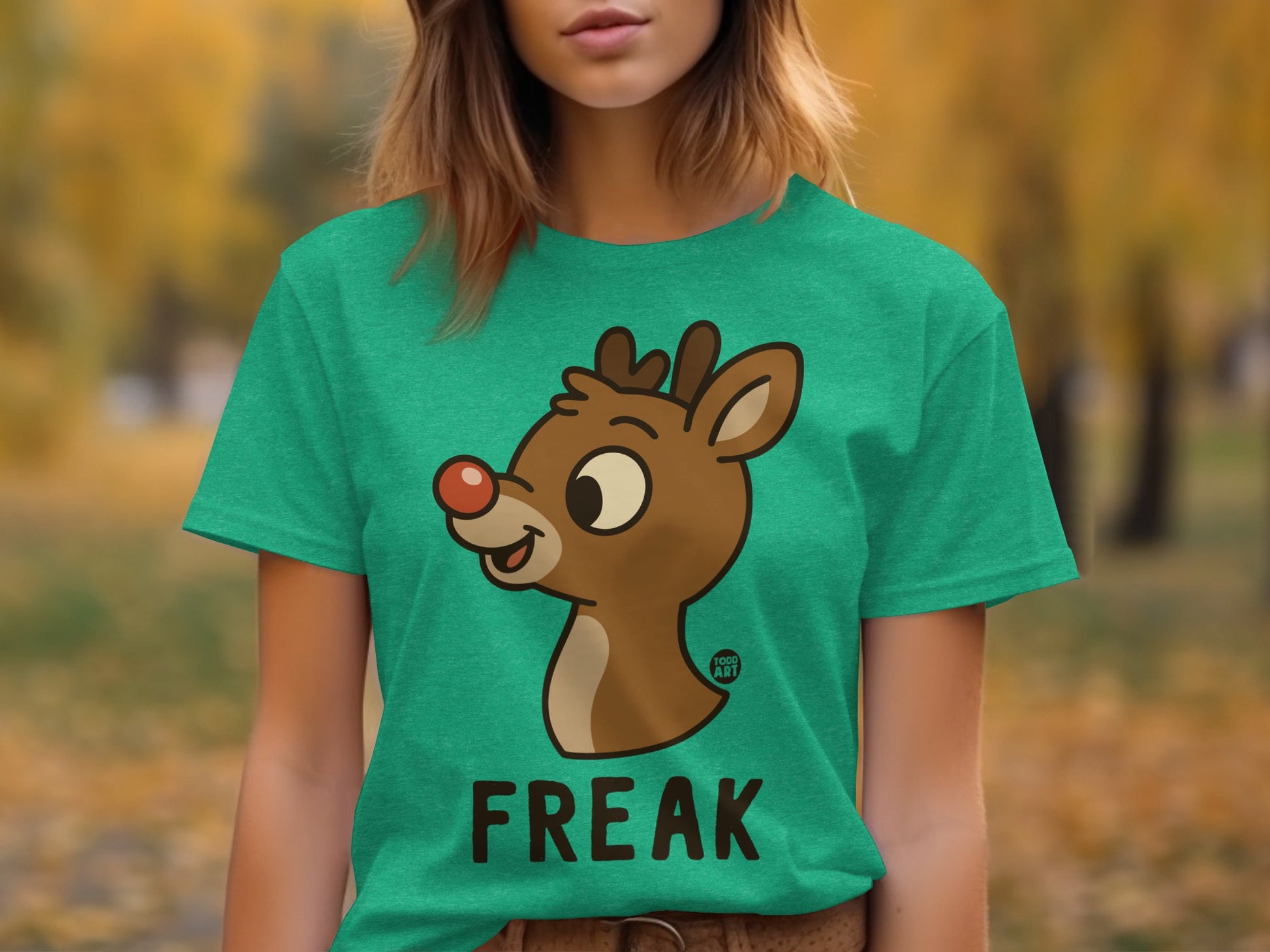 Freak Cartoon Reindeer Fun Graphic T-shirt Product