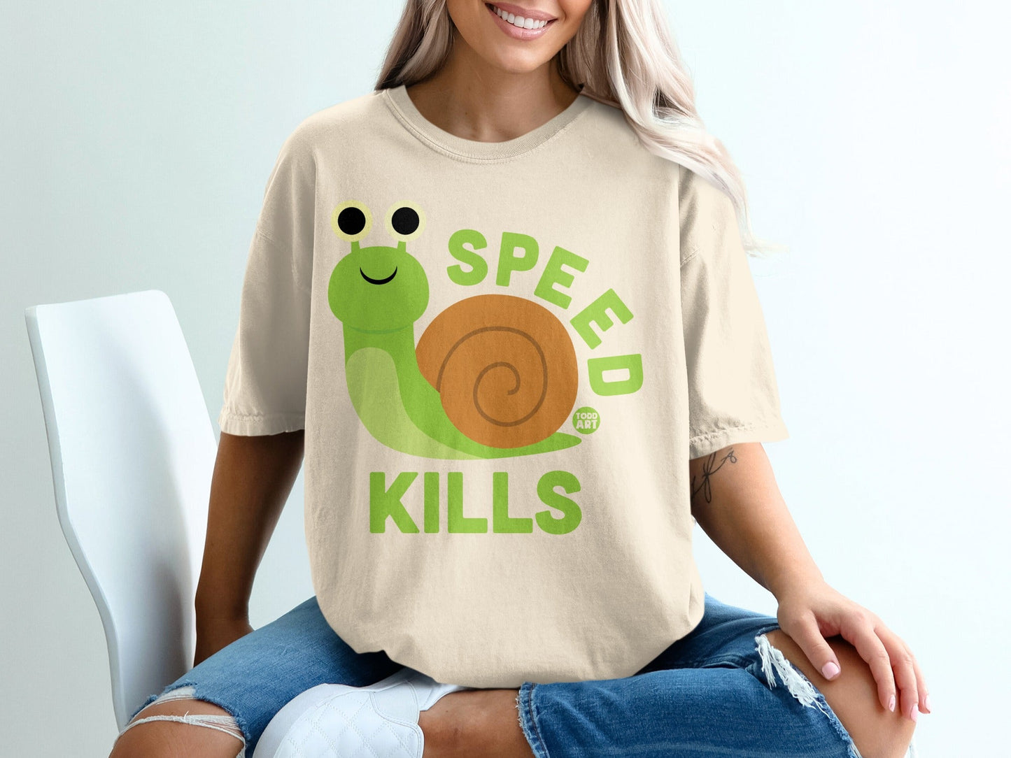 Funny Snail Speed Kills Design Graphic T-shirt